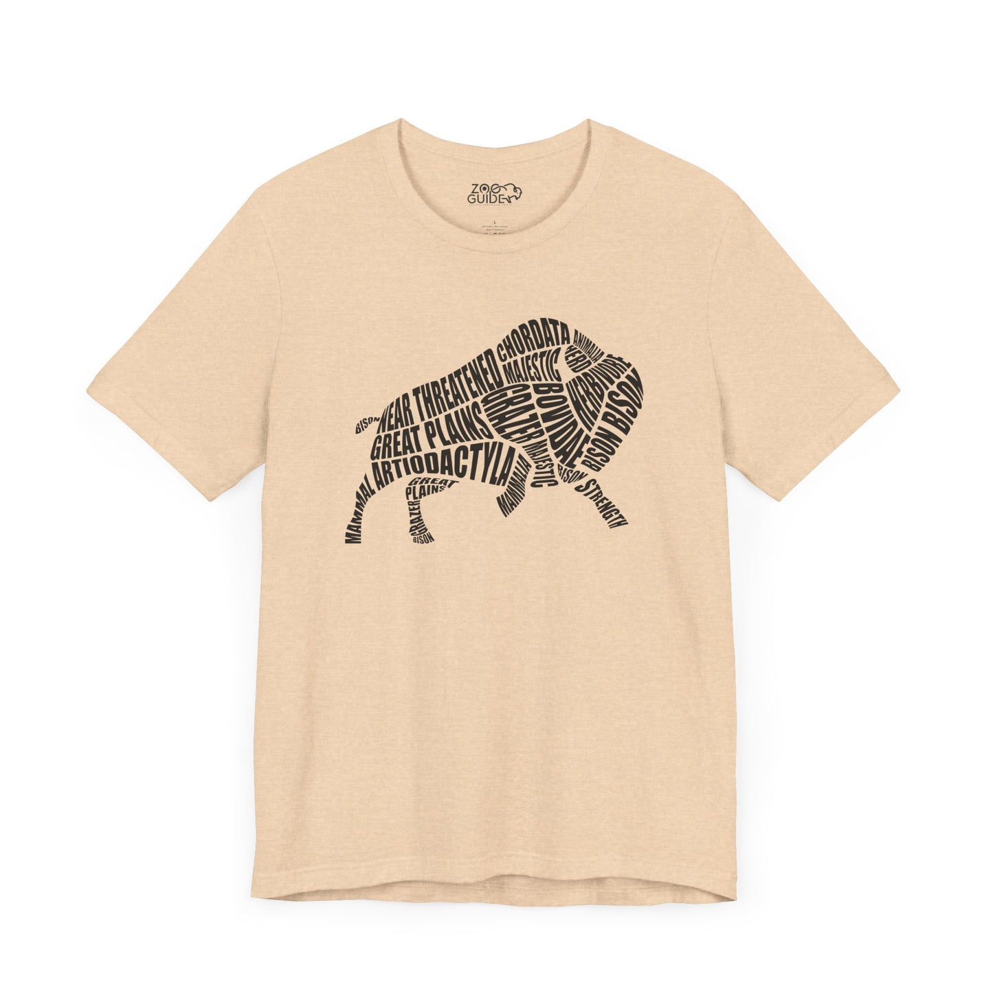 Bison Word Art Adult Unisex Short Sleeve Tee