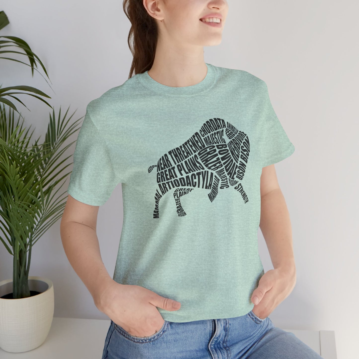 Bison Word Art Adult Unisex Short Sleeve Tee