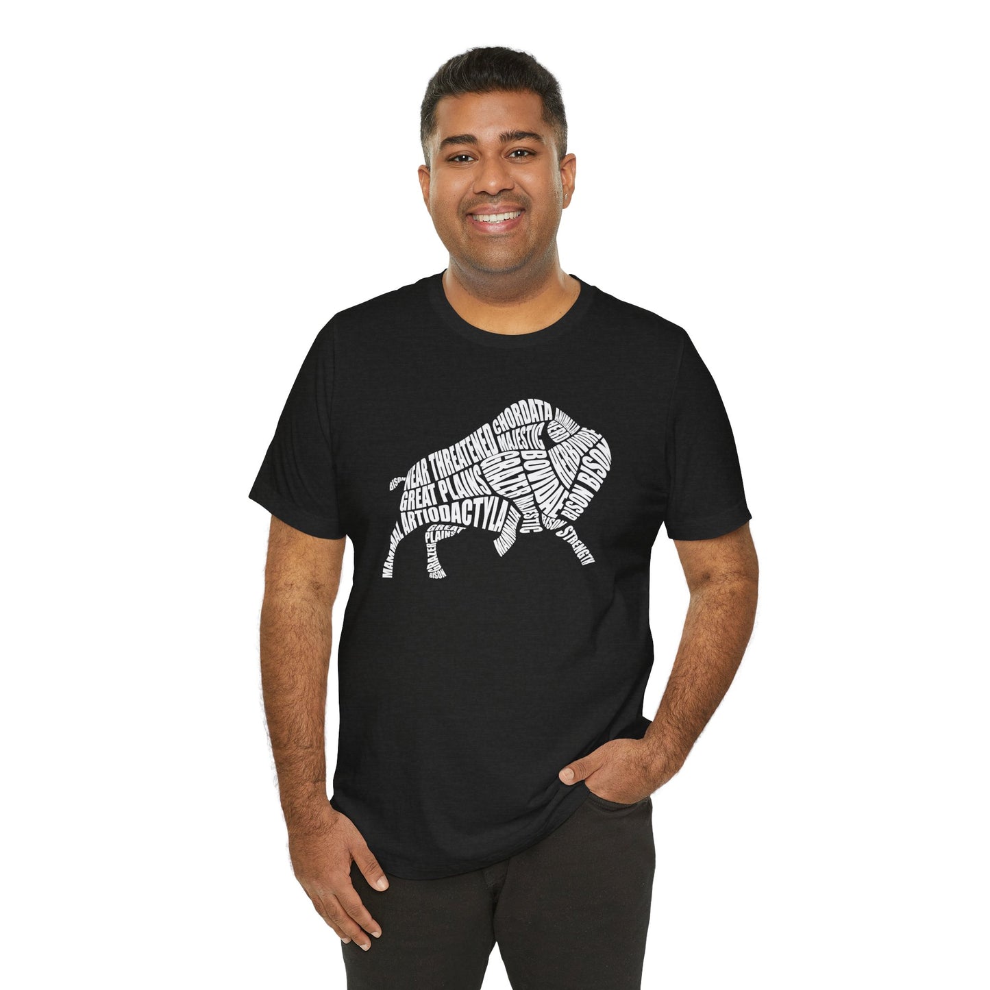 Bison Word Art Adult Unisex Short Sleeve Tee