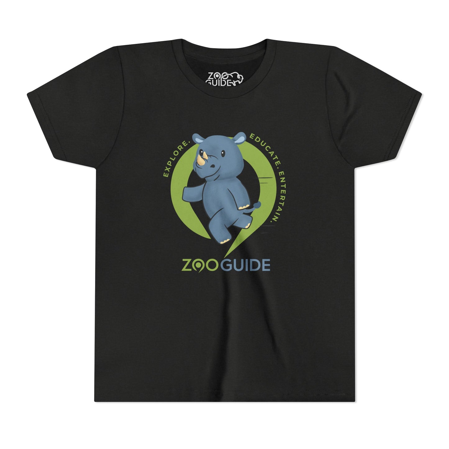 Rhino Running in Zoo Guide™ Waypoint Icon Youth Tee Shirt by Zoo Guide™