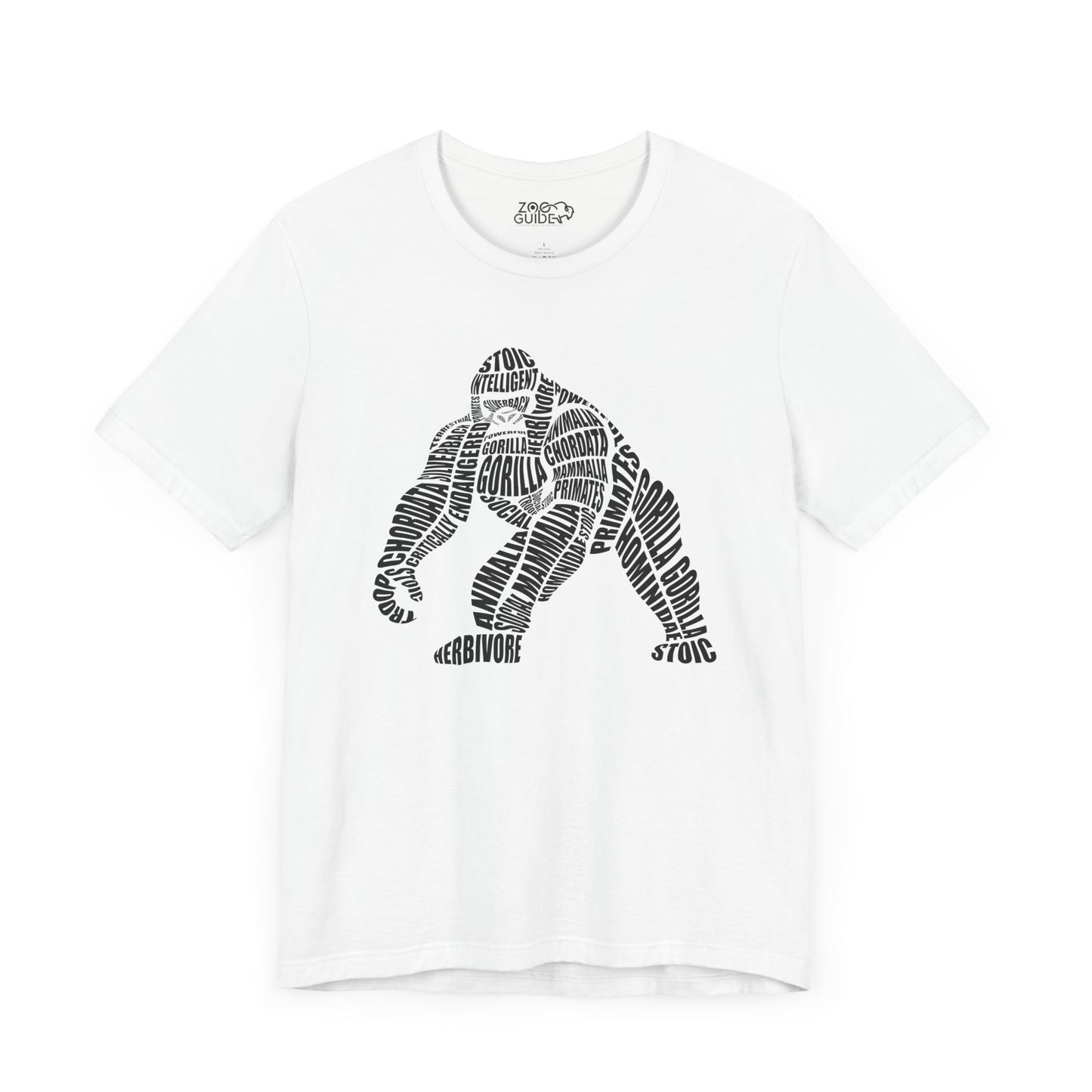 Gorilla Word Art Adult Unisex Short Sleeve Tee by Zoo Guide™