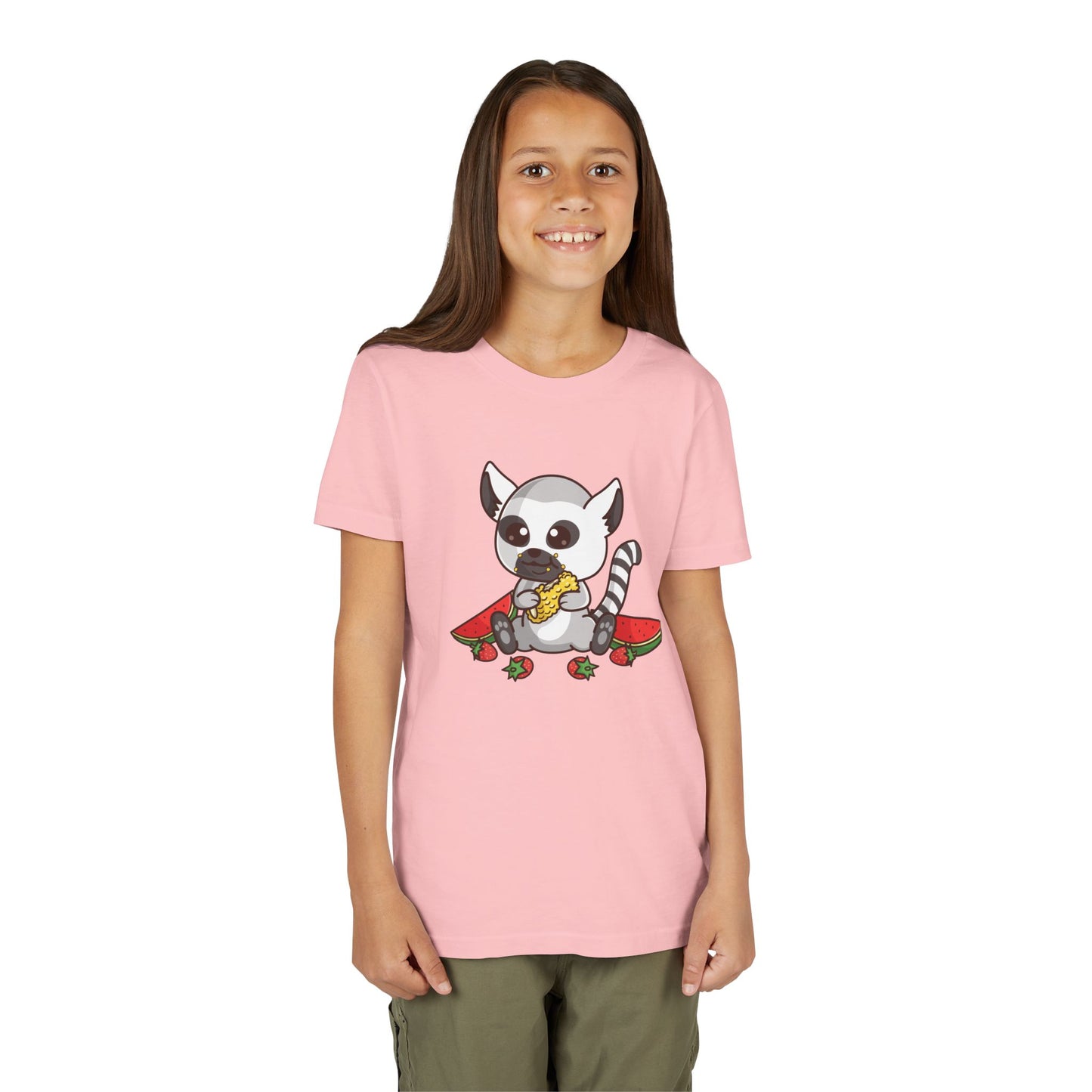 Ring Tailed Lemur Snackin' Kawaii Style Youth Tee Shirt by Zoo Guide™