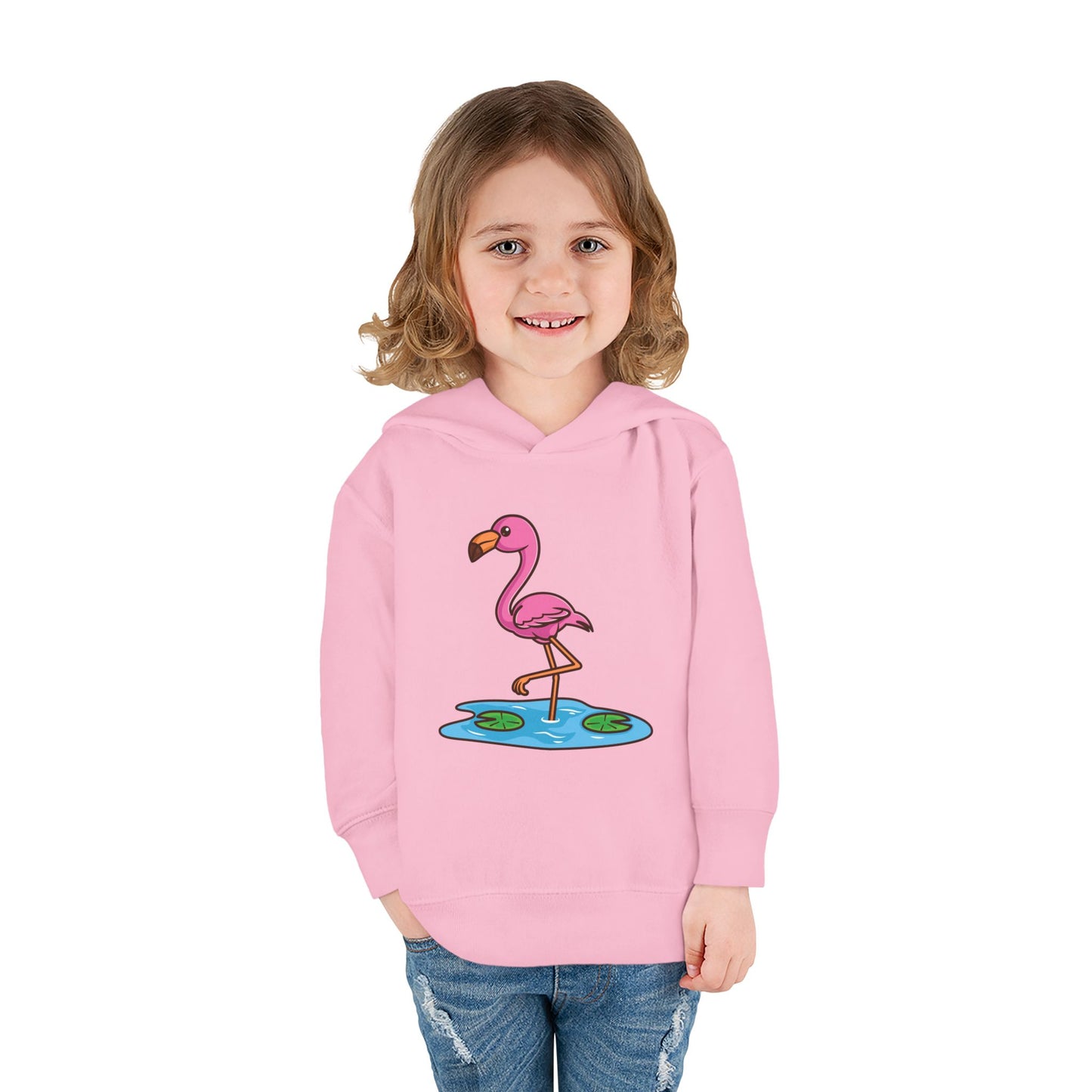 Flamingo Kawaii Style Toddler Pullover Fleece Hoodie by Zoo Guide™