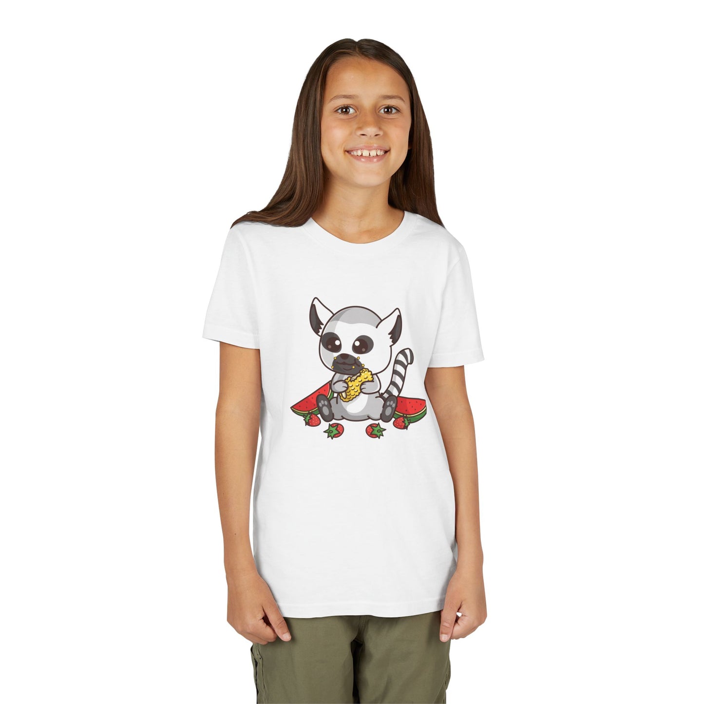 Ring Tailed Lemur Snackin' Kawaii Style Youth Tee Shirt by Zoo Guide™
