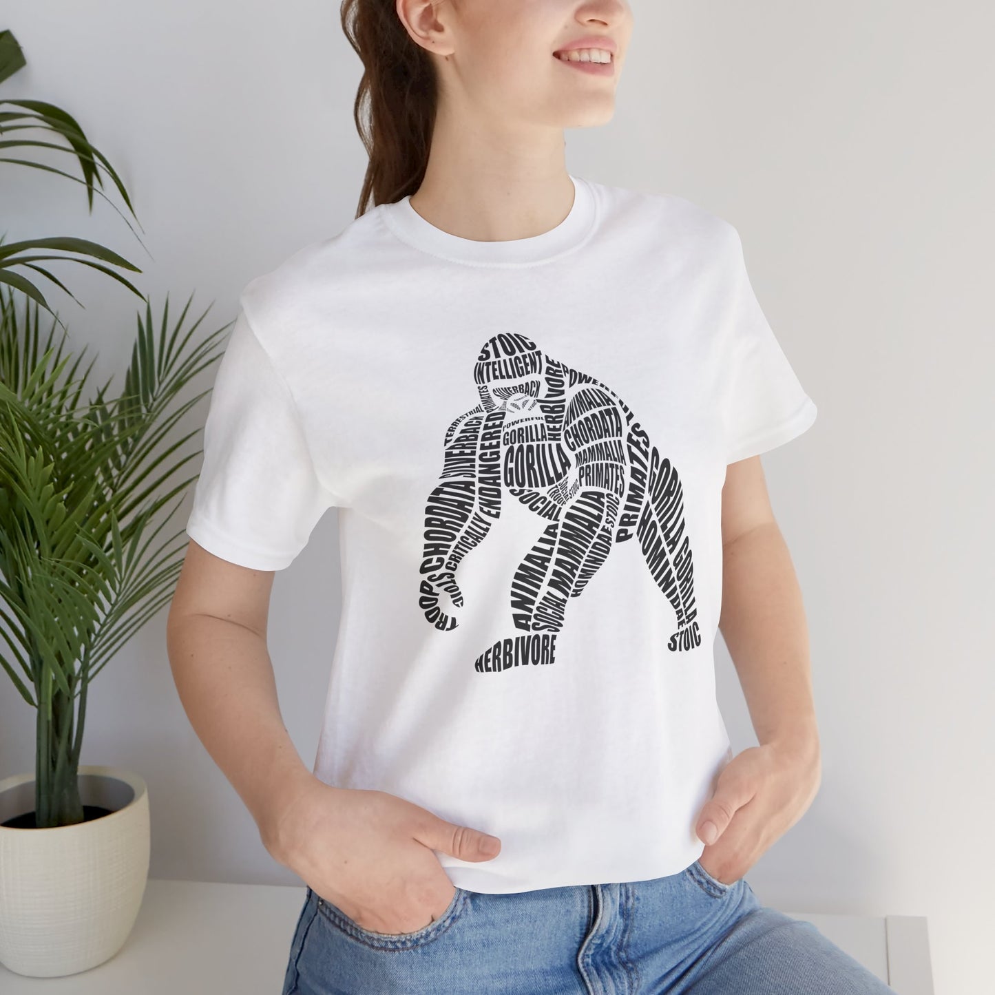 Gorilla Word Art Adult Unisex Short Sleeve Tee by Zoo Guide™