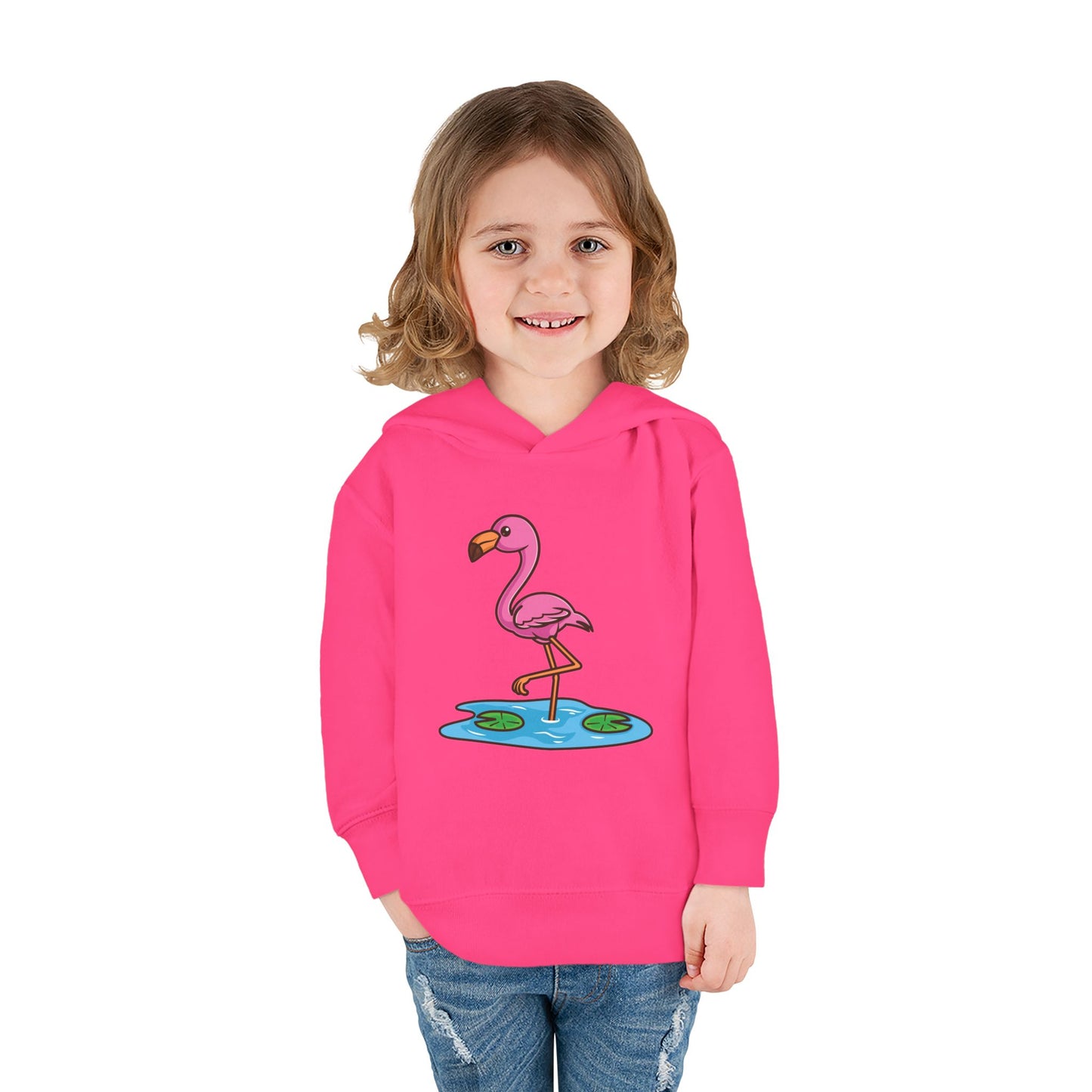 Flamingo Kawaii Style Toddler Pullover Fleece Hoodie by Zoo Guide™