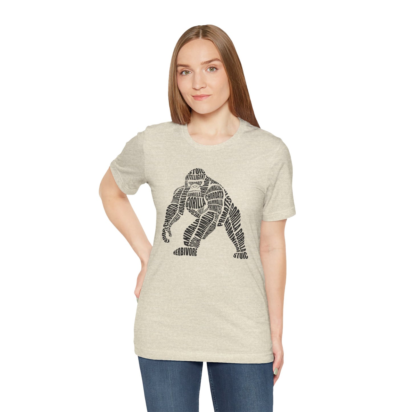Gorilla Word Art Adult Unisex Short Sleeve Tee by Zoo Guide™