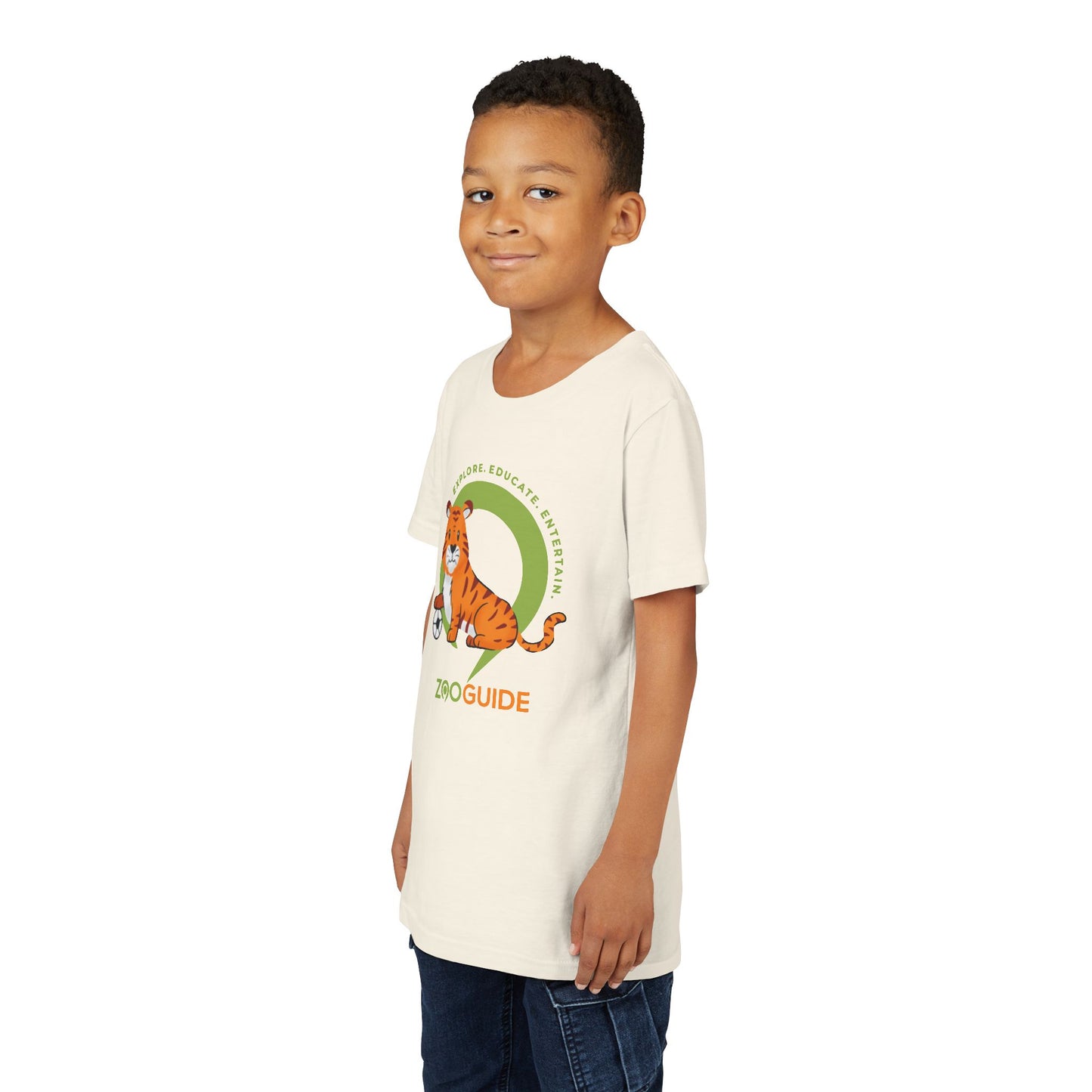 Tiger with Soccer Ball in Zoo Guide™ Waypoint Icon Youth Tee Shirt by Zoo Guide™