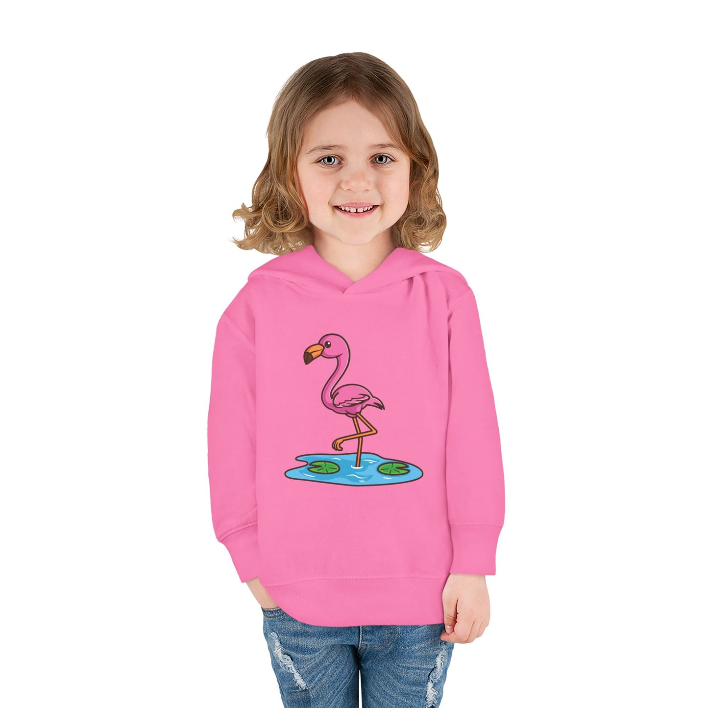 Flamingo Kawaii Style Toddler Pullover Fleece Hoodie by Zoo Guide™