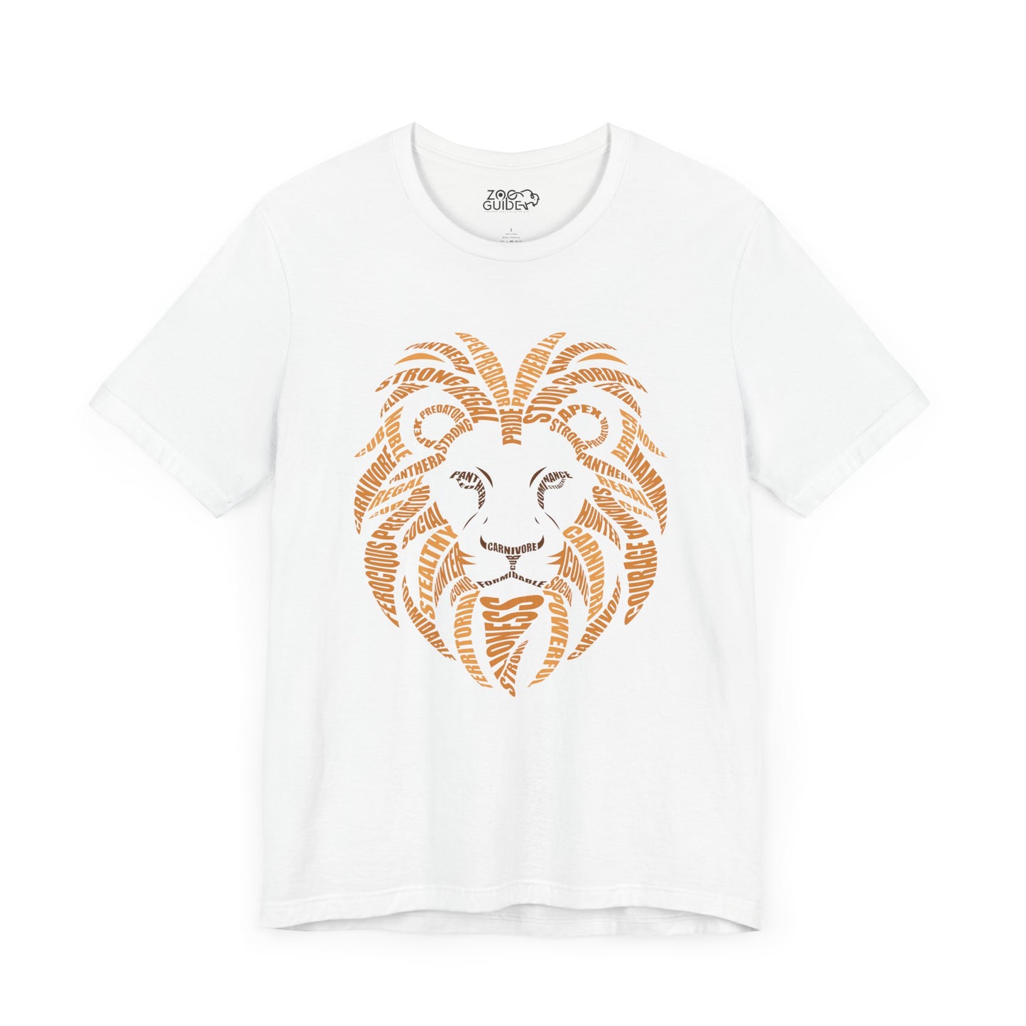 Lion Head Word Art Adult Unisex Short Sleeve Tee