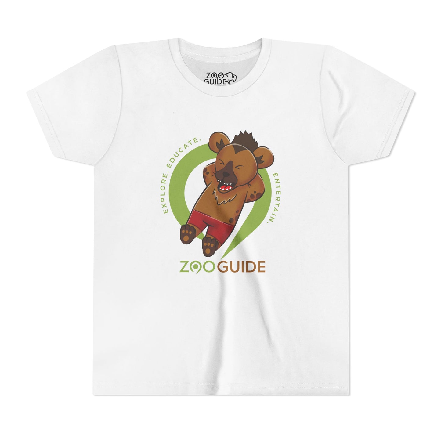 Laughing Spotted Hyena with Bone in Zoo Guide™ Waypoint Icon Youth Tee Shirt by Zoo Guide™