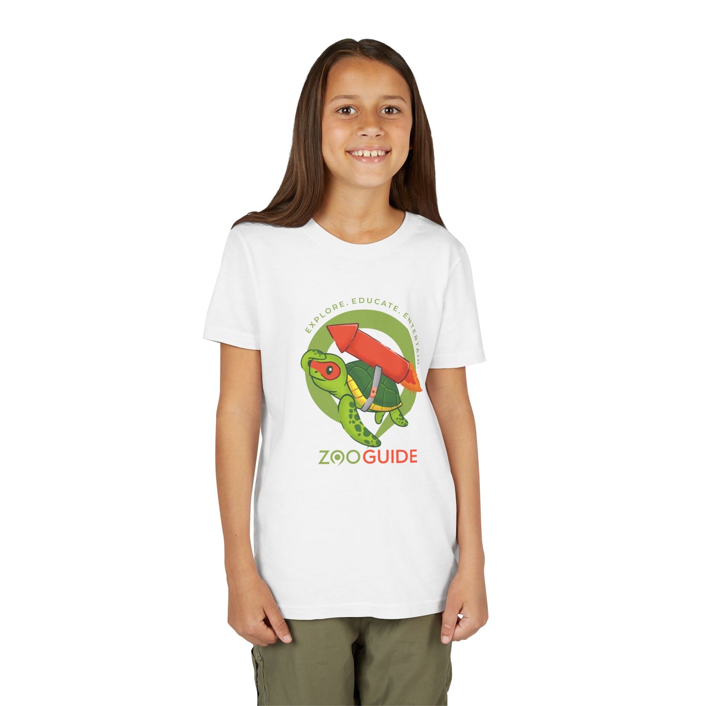 Sea Turtle on Rocket in Zoo Guide™ Waypoint Icon Youth Tee Shirt by Zoo Guide™