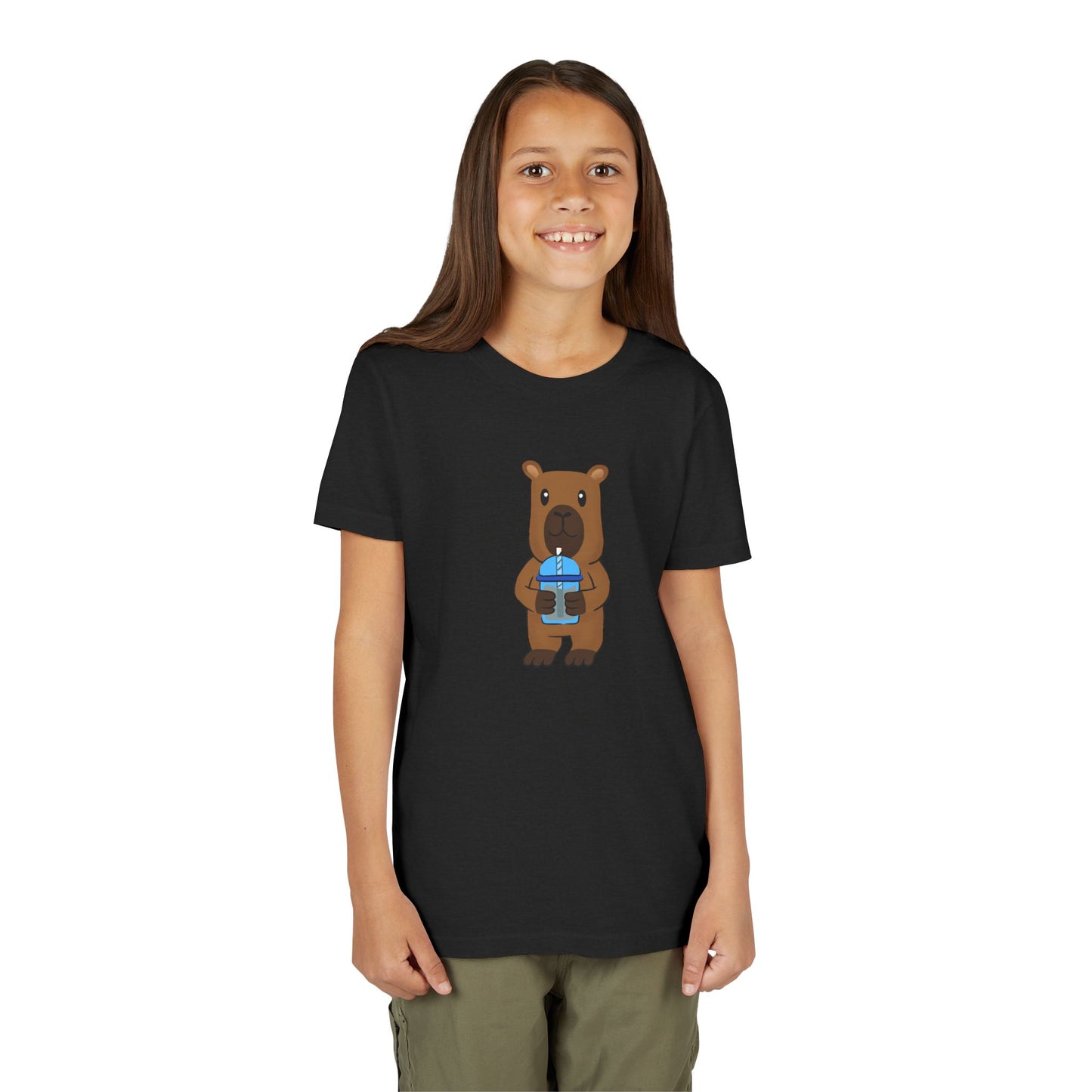 Capybara Drinking Boba Tea Youth Tee Shirt by Zoo Guide™