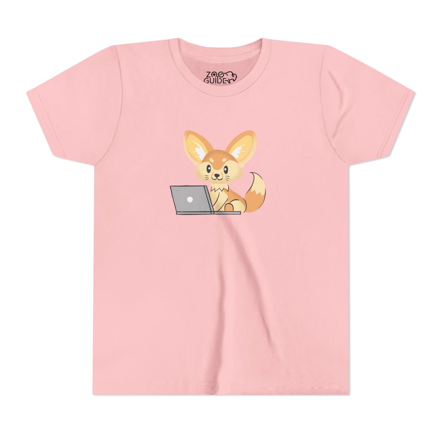 Fennec Fox on Laptop Youth Tee Shirt by Zoo Guide™