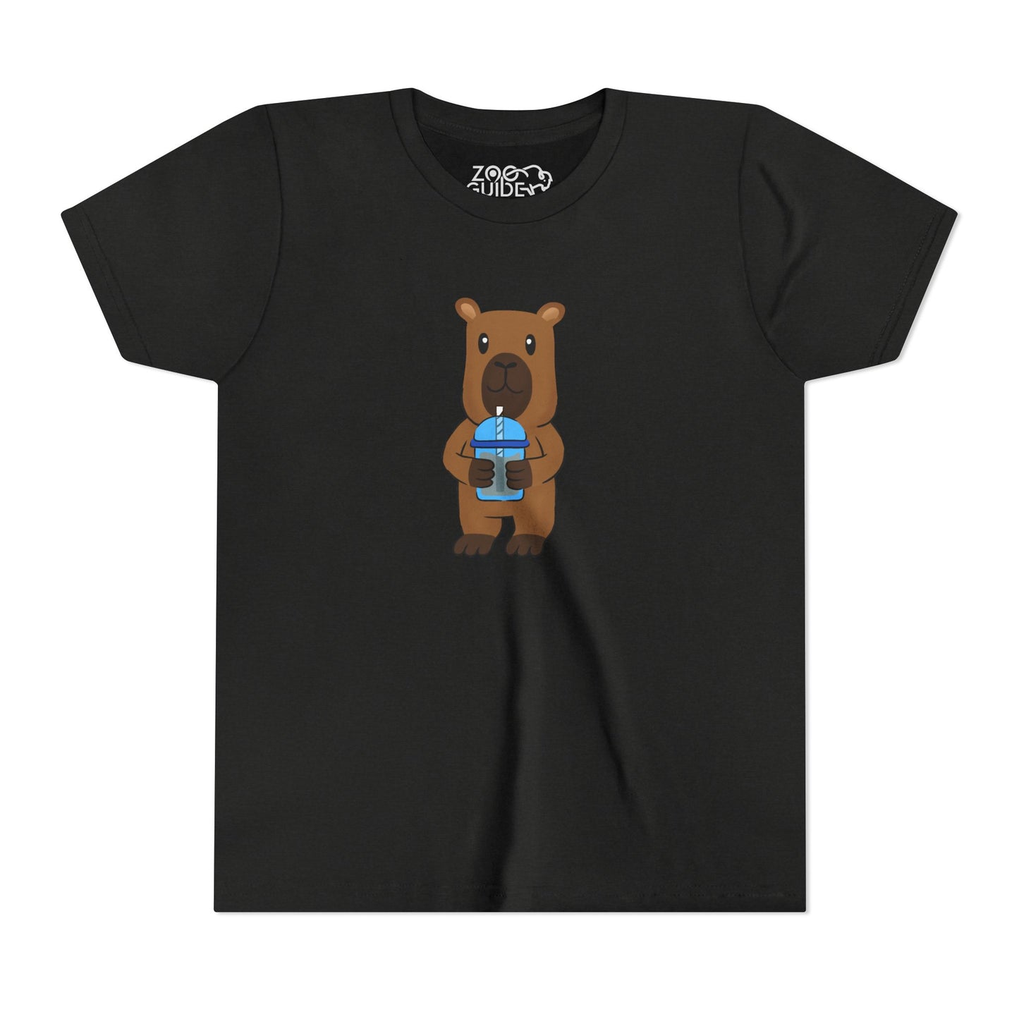 Capybara Drinking Boba Tea Youth Tee Shirt by Zoo Guide™