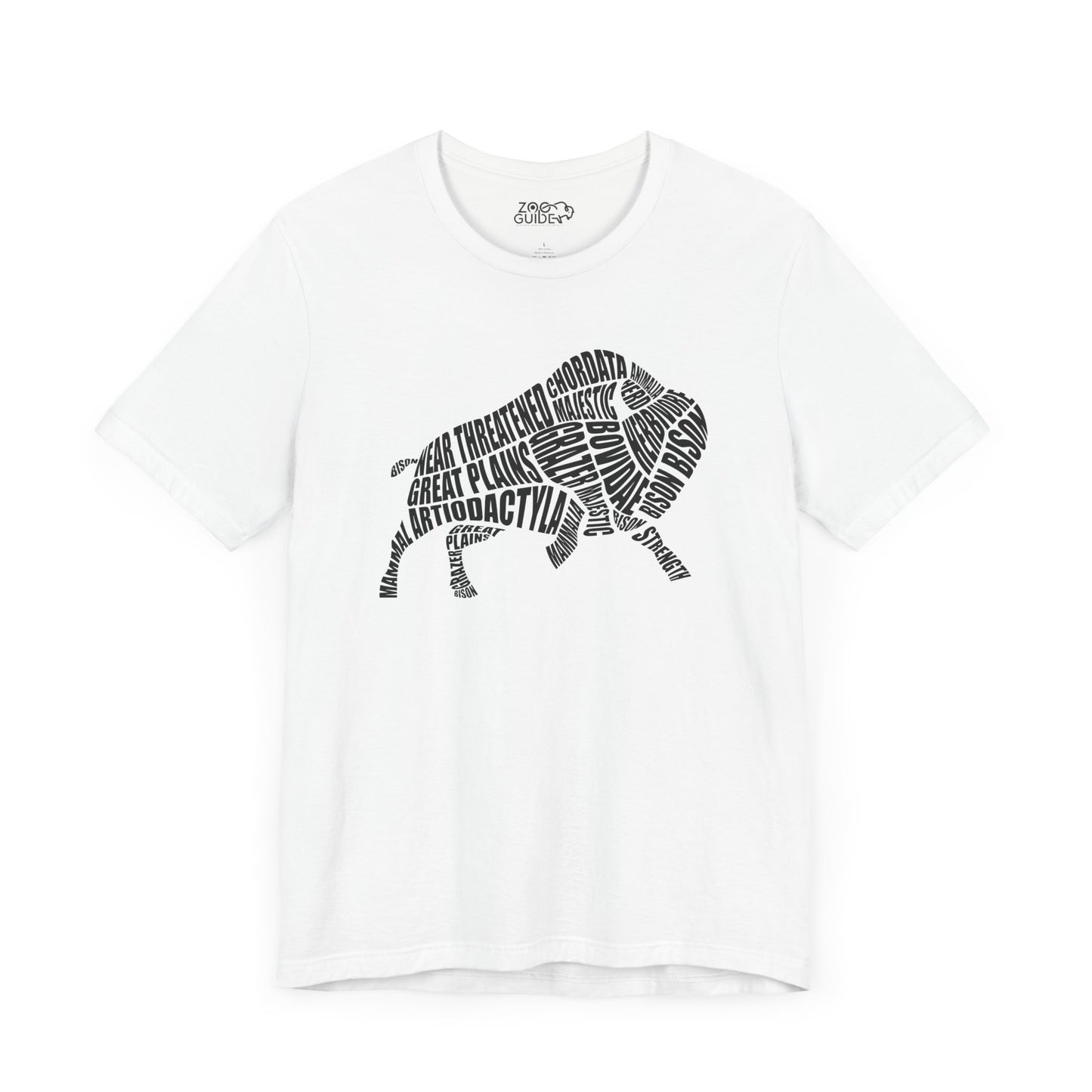Bison Word Art Adult Unisex Short Sleeve Tee