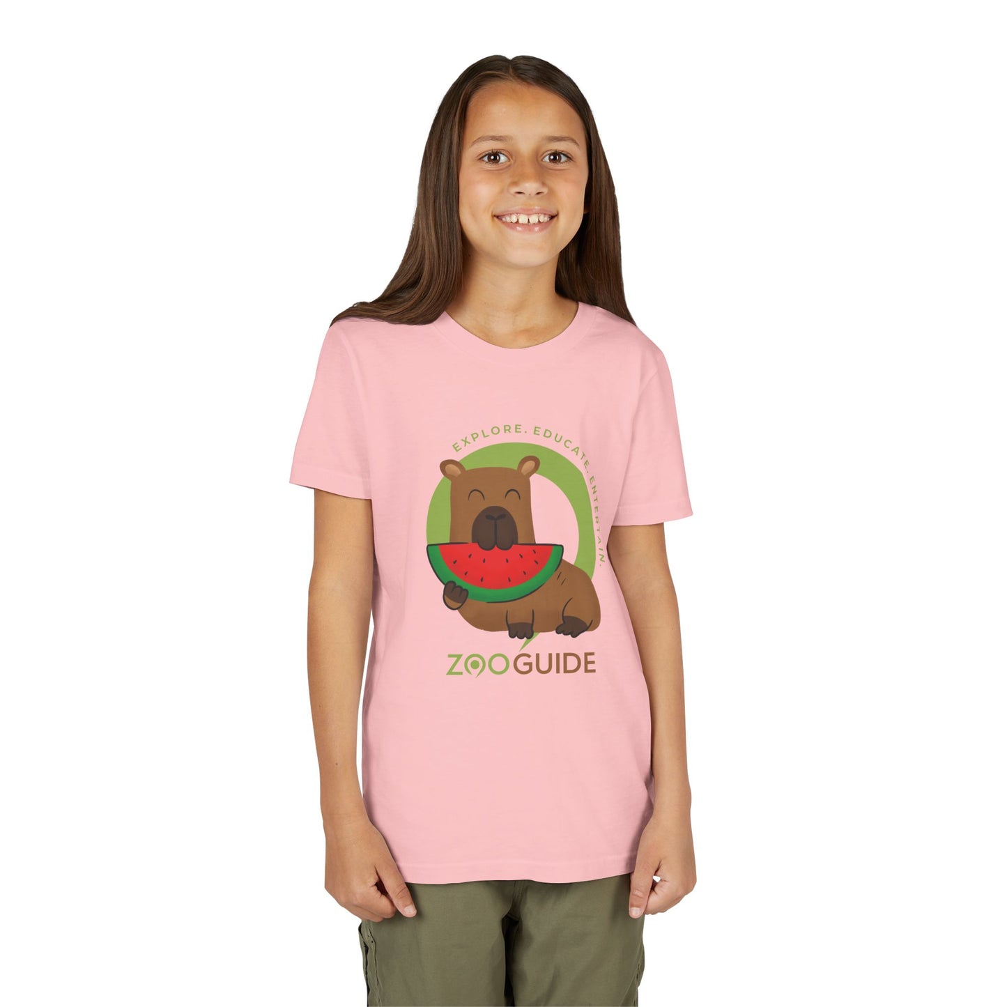 Capybara Eating Watermelon in Zoo Guide™ Waypoint Icon Youth Tee Shirt by Zoo Guide™