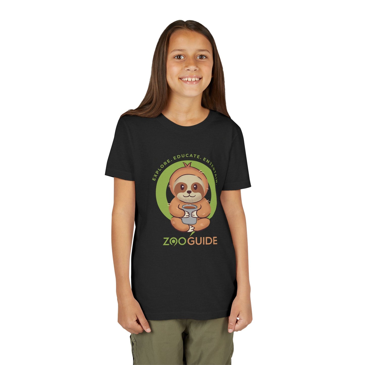Sloth Drinking from Cup in Zoo Guide™ Waypoint Icon Youth Tee Shirt by Zoo Guide™