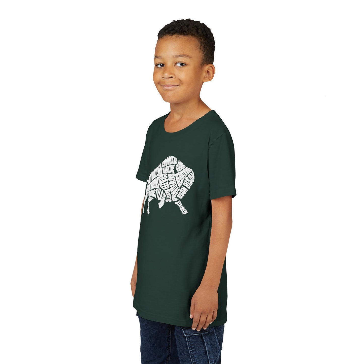 Bison Word Art Youth Tee Shirt by Zoo Guide™