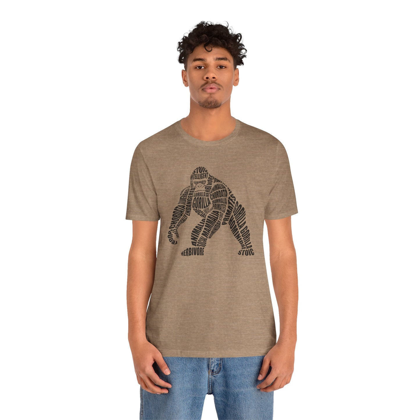 Gorilla Word Art Adult Unisex Short Sleeve Tee by Zoo Guide™