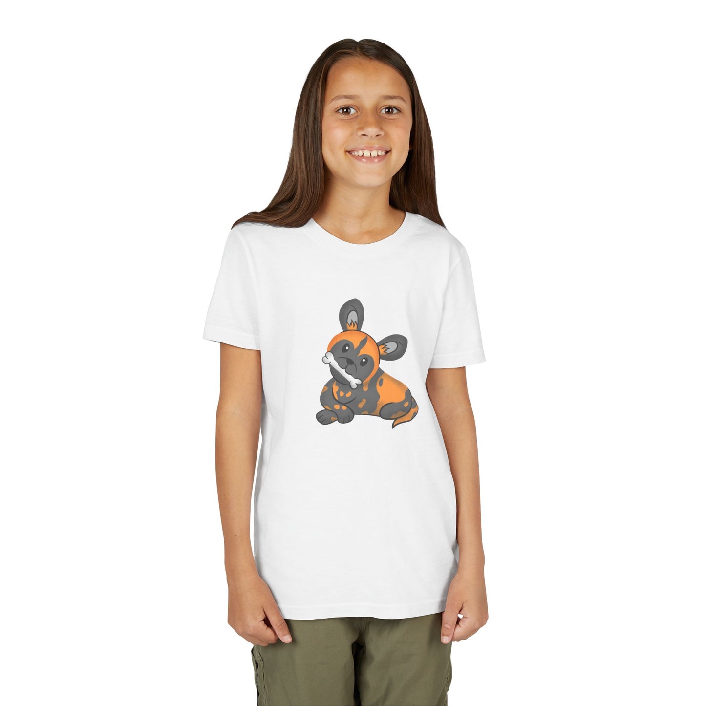African Painted Dog with Bone Youth Tee Shirt by Zoo Guide™