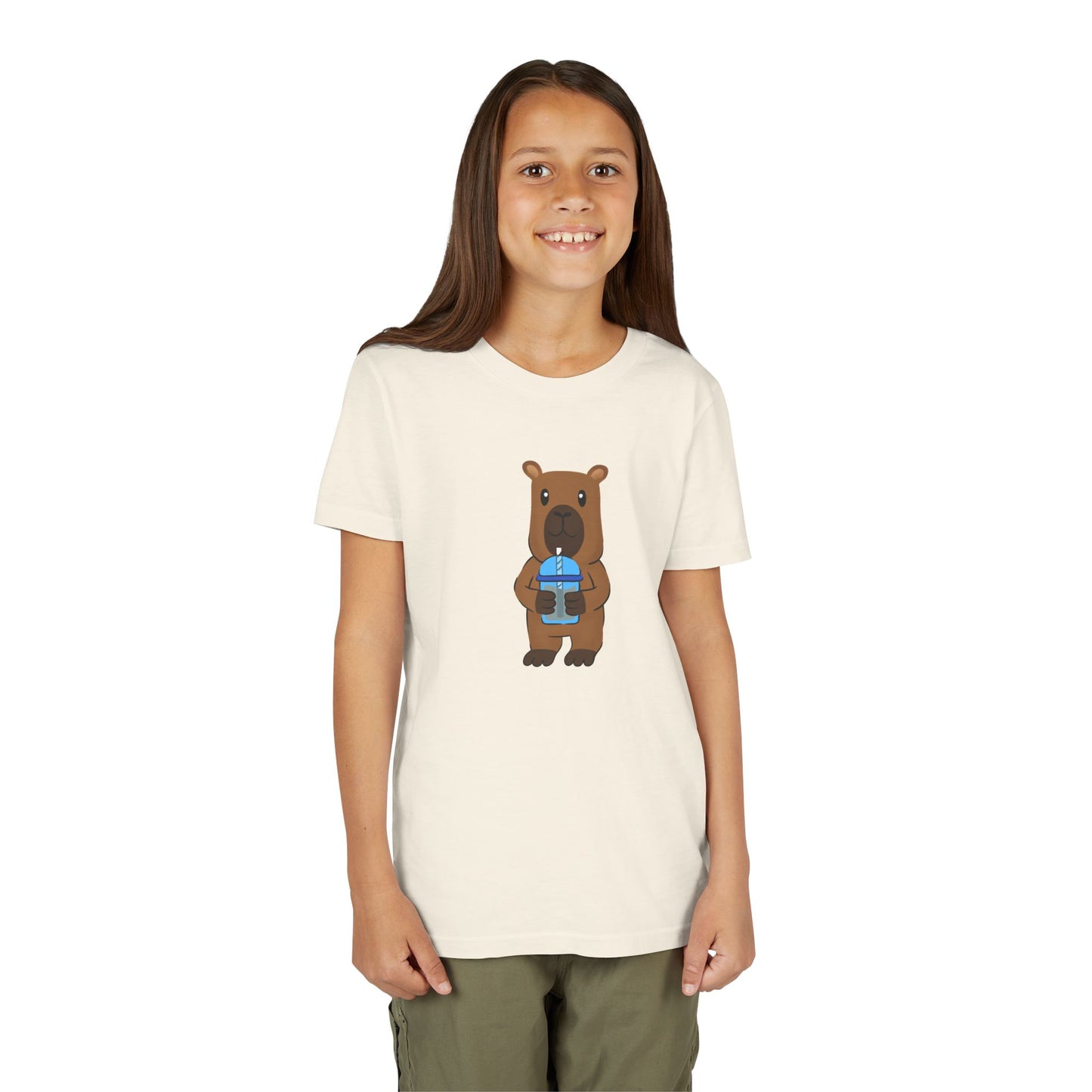 Capybara Drinking Boba Tea Youth Tee Shirt by Zoo Guide™