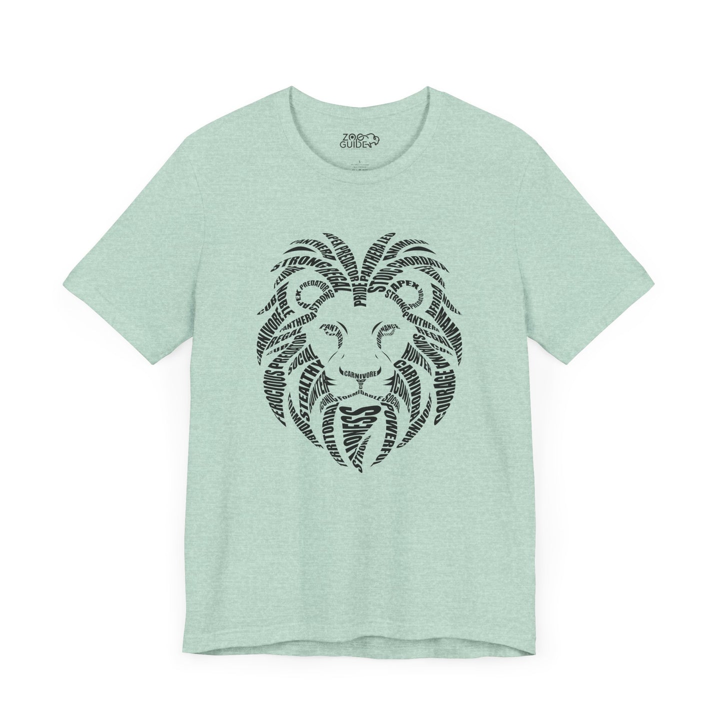 Lion Head Word Art Adult Unisex Short Sleeve Tee