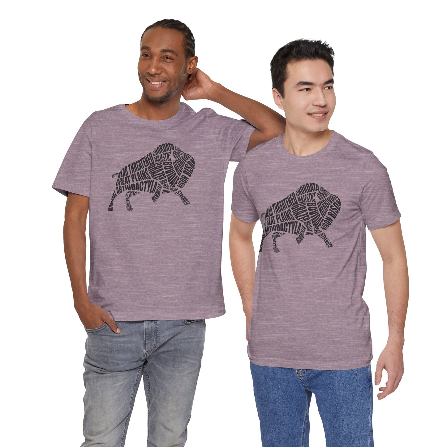 Bison Word Art Adult Unisex Short Sleeve Tee