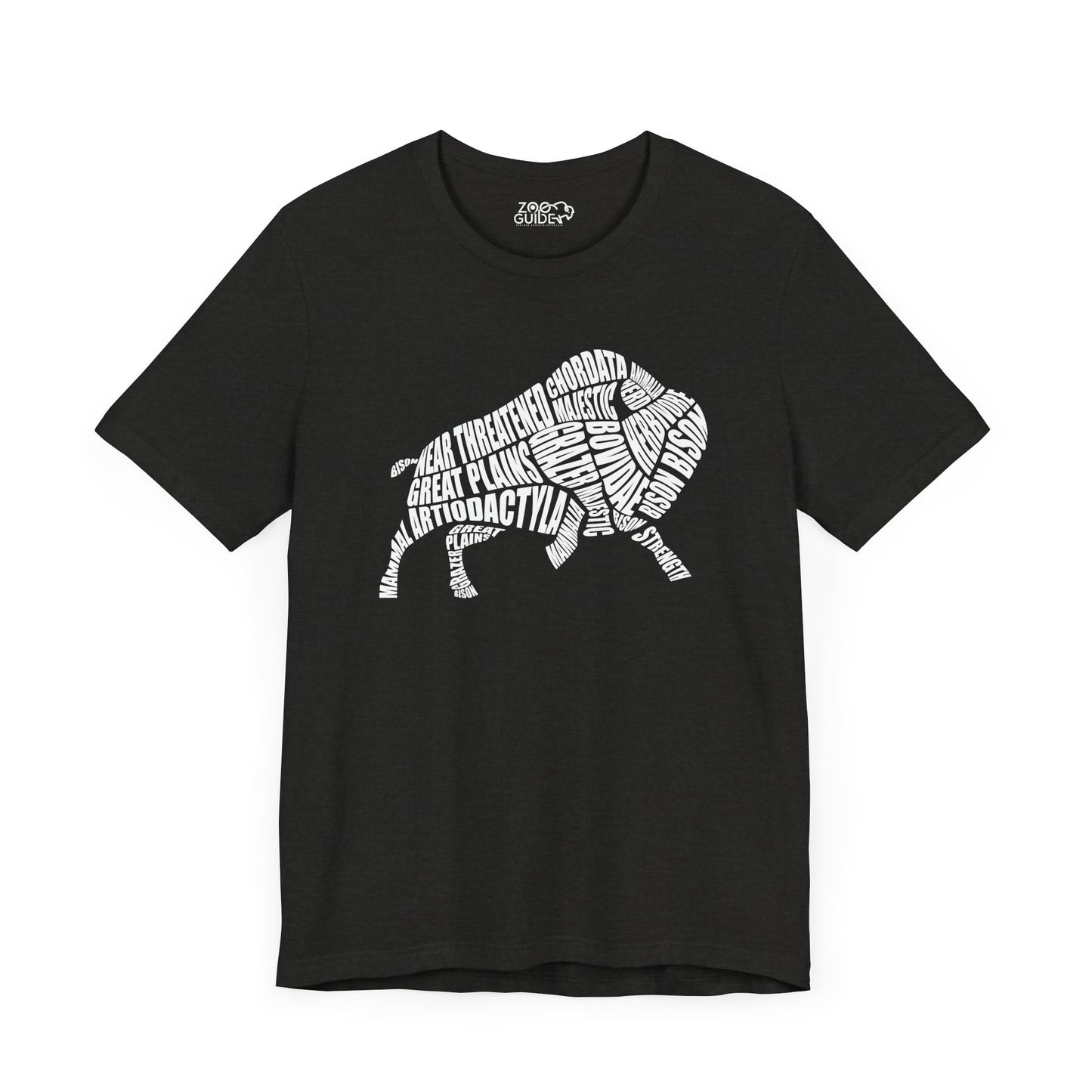 Bison Word Art Adult Unisex Short Sleeve Tee