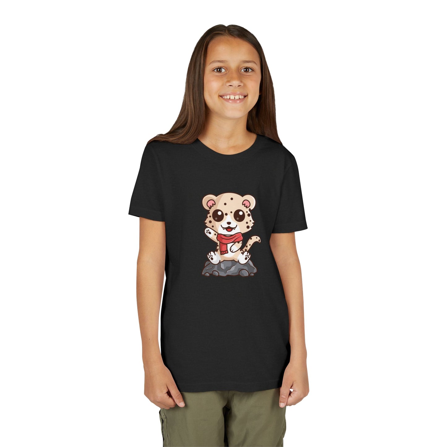Snow Leopard Kawaii Style Youth Tee Shirt by Zoo Guide™