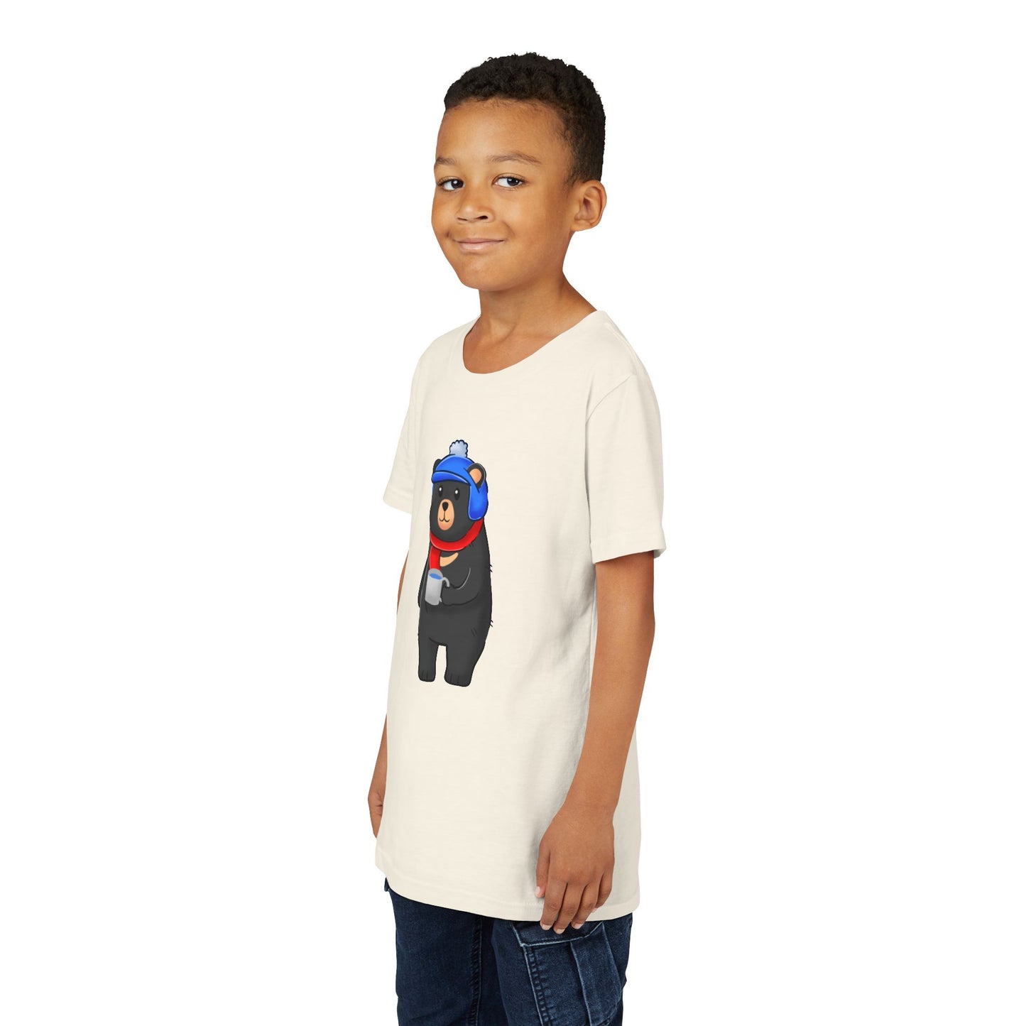 American Black Bear Winter Wear Youth Tee Shirt by Zoo Guide™