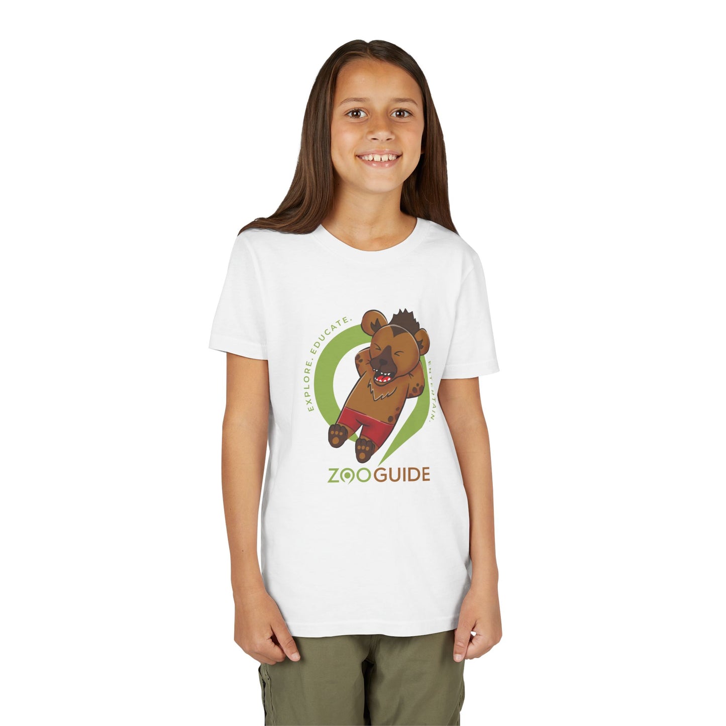 Laughing Spotted Hyena with Bone in Zoo Guide™ Waypoint Icon Youth Tee Shirt by Zoo Guide™
