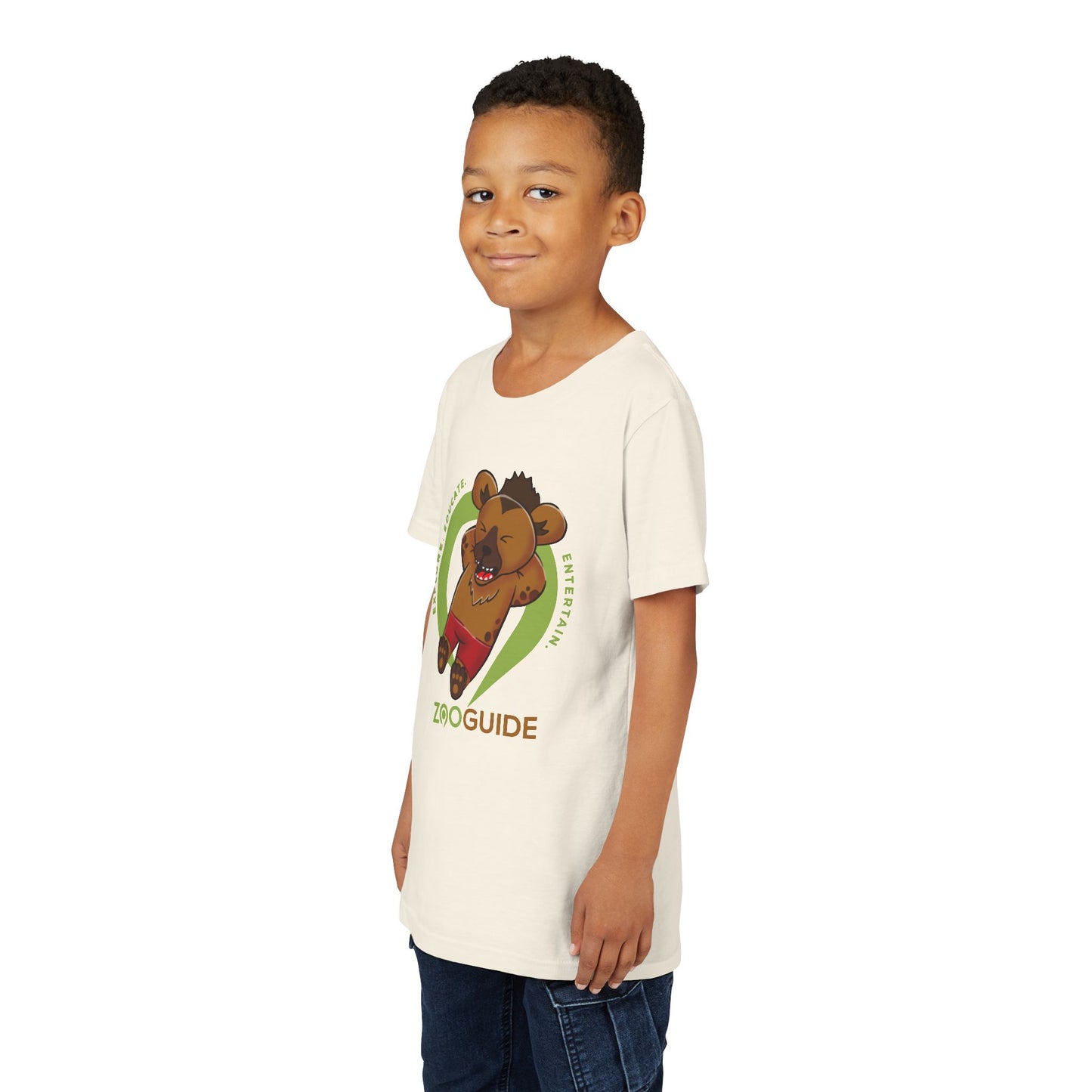 Laughing Spotted Hyena with Bone in Zoo Guide™ Waypoint Icon Youth Tee Shirt by Zoo Guide™