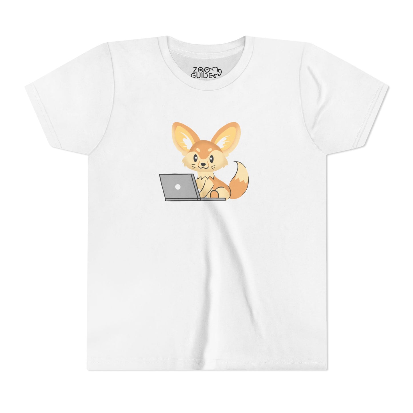 Fennec Fox on Laptop Youth Tee Shirt by Zoo Guide™
