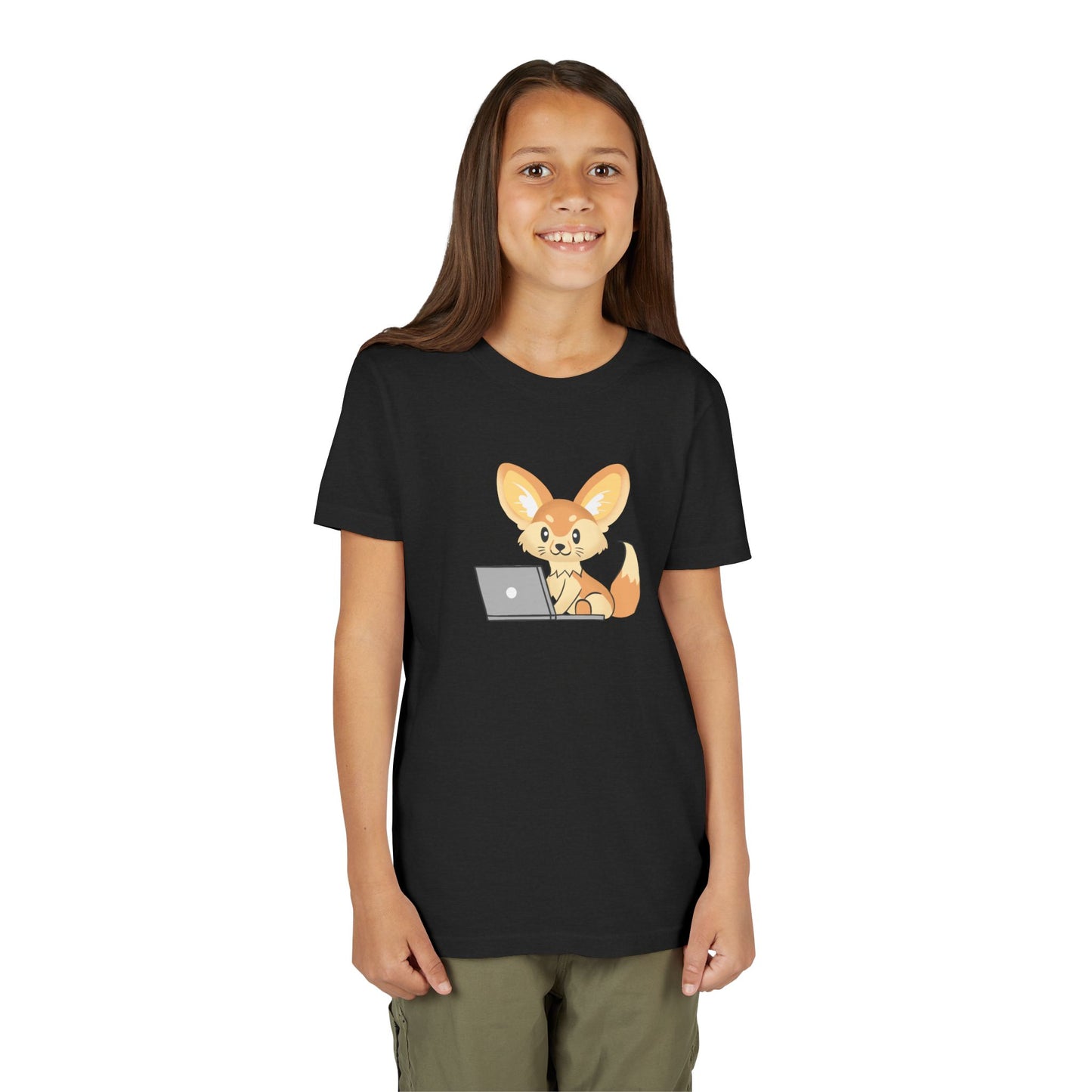 Fennec Fox on Laptop Youth Tee Shirt by Zoo Guide™