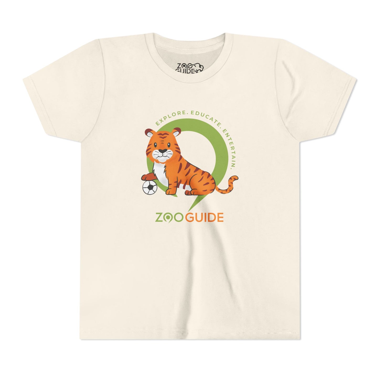 Tiger with Soccer Ball in Zoo Guide™ Waypoint Icon Youth Tee Shirt by Zoo Guide™