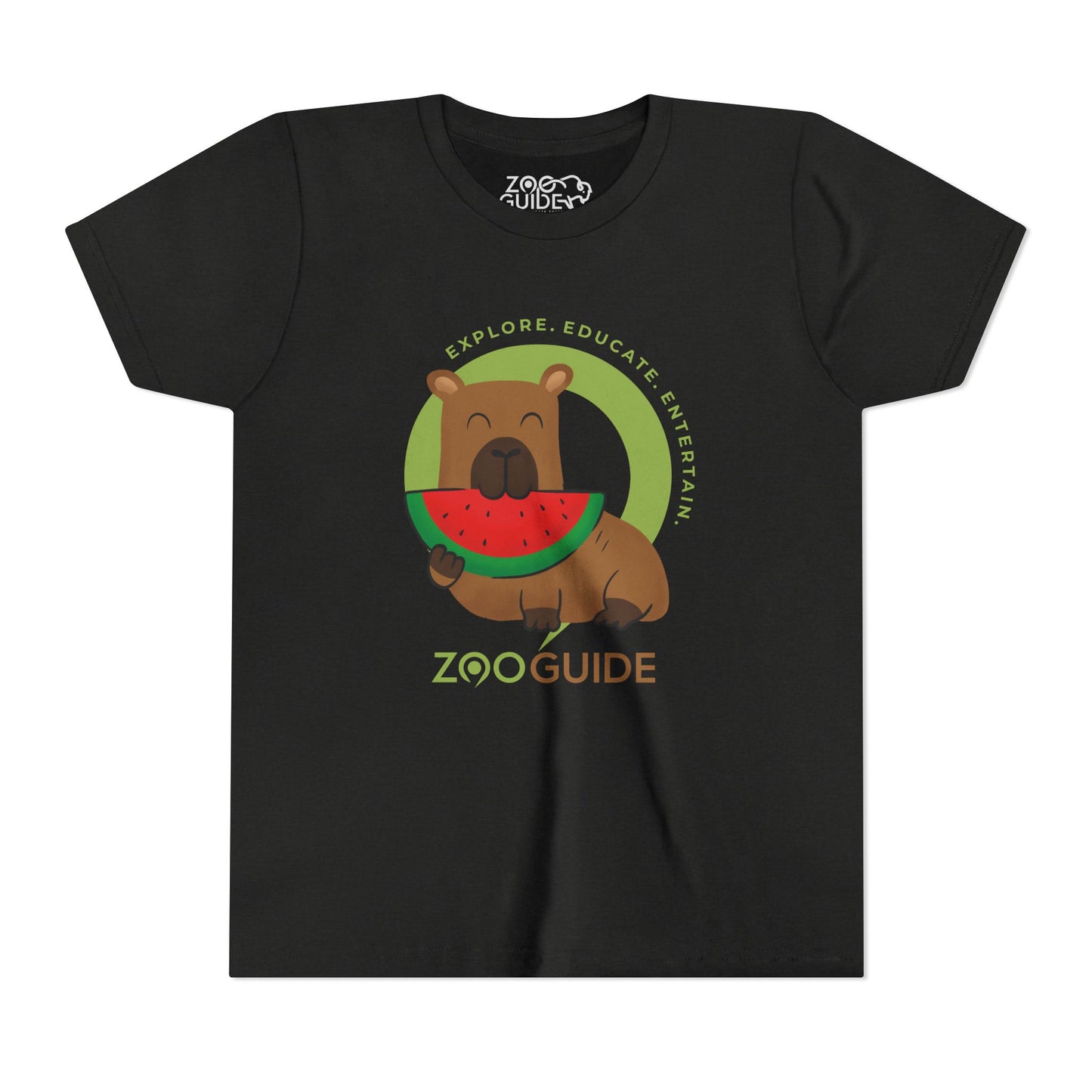 Capybara Eating Watermelon in Zoo Guide™ Waypoint Icon Youth Tee Shirt by Zoo Guide™