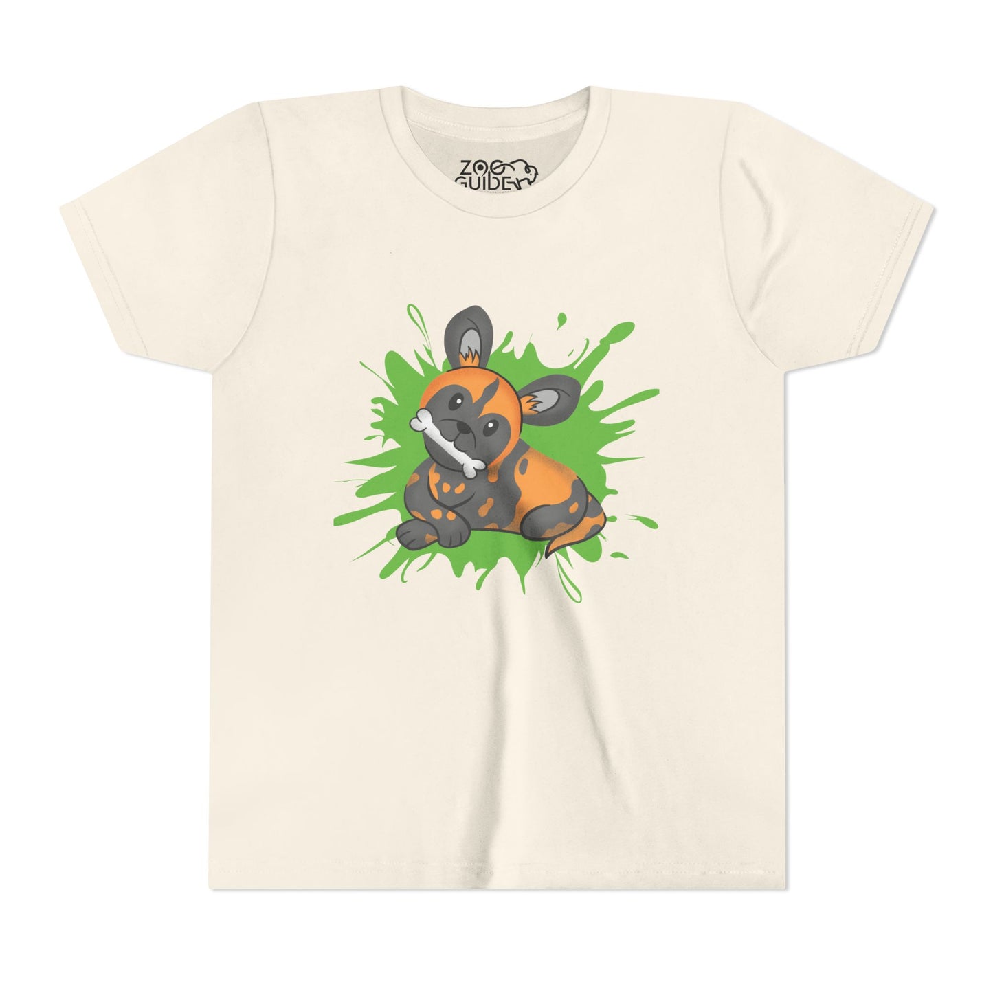Painted Dog Bone Color Splash Youth Tee Shirt by Zoo Guide™