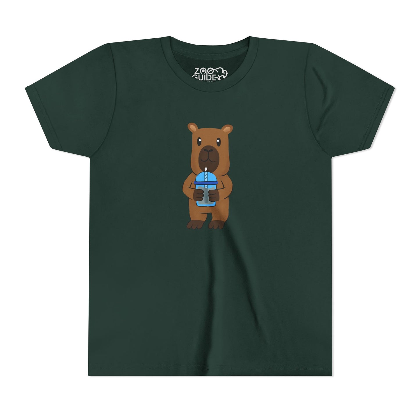 Capybara Drinking Boba Tea Youth Tee Shirt by Zoo Guide™