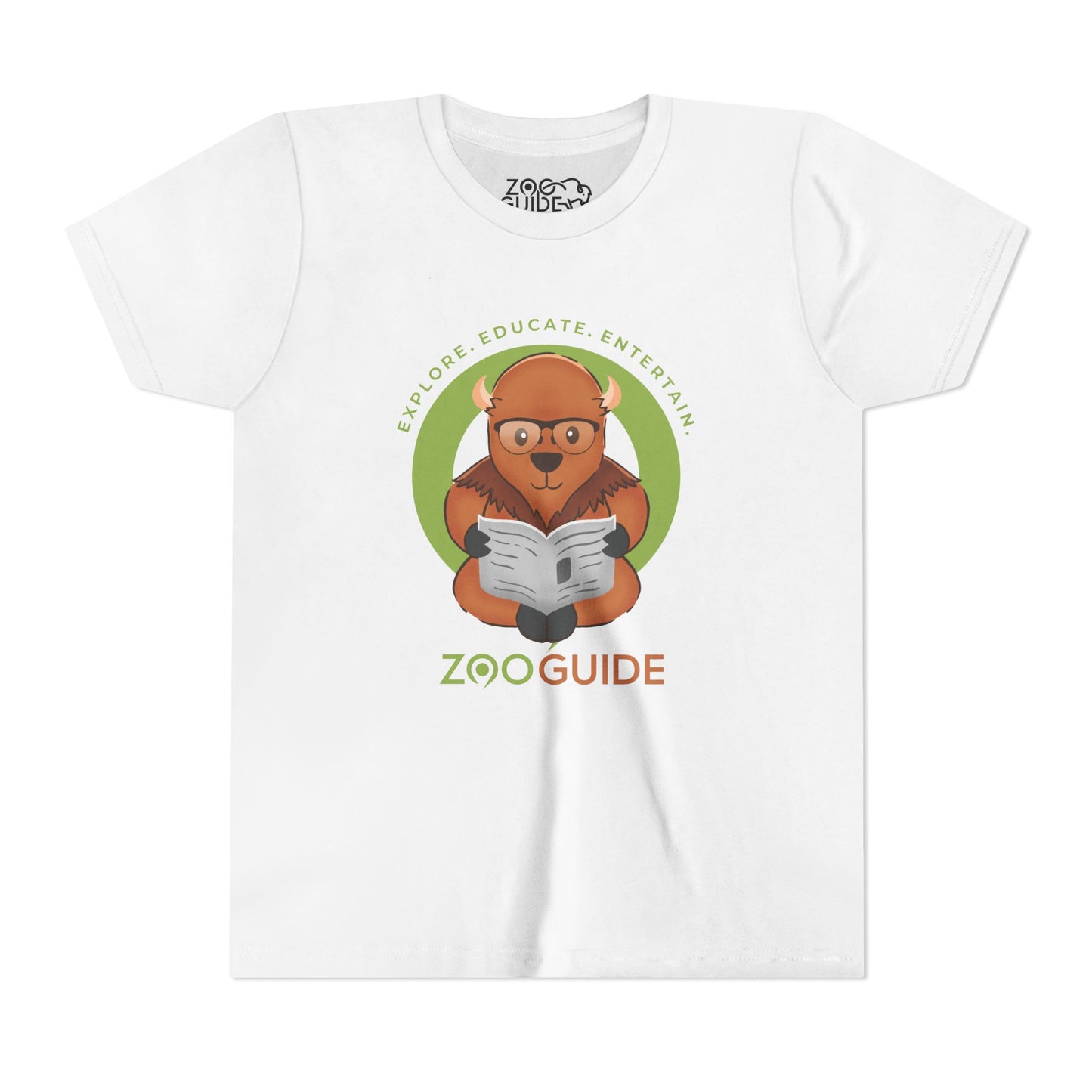American Bison Reading in Zoo Guide™ Waypoint Icon Youth Tee Shirt by Zoo Guide™