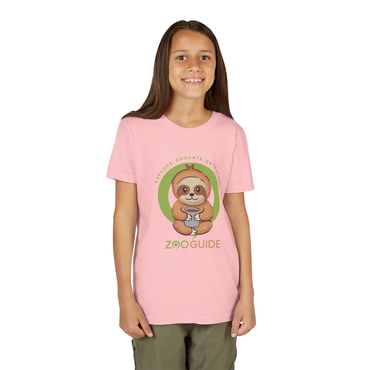 Sloth Drinking from Cup in Zoo Guide™ Waypoint Icon Youth Tee Shirt by Zoo Guide™