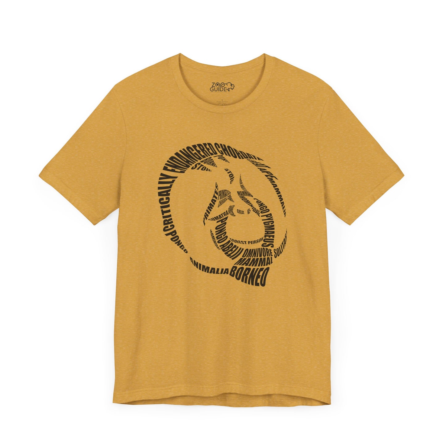 Orangutan Head Word Art Adult Unisex Short Sleeve Tee