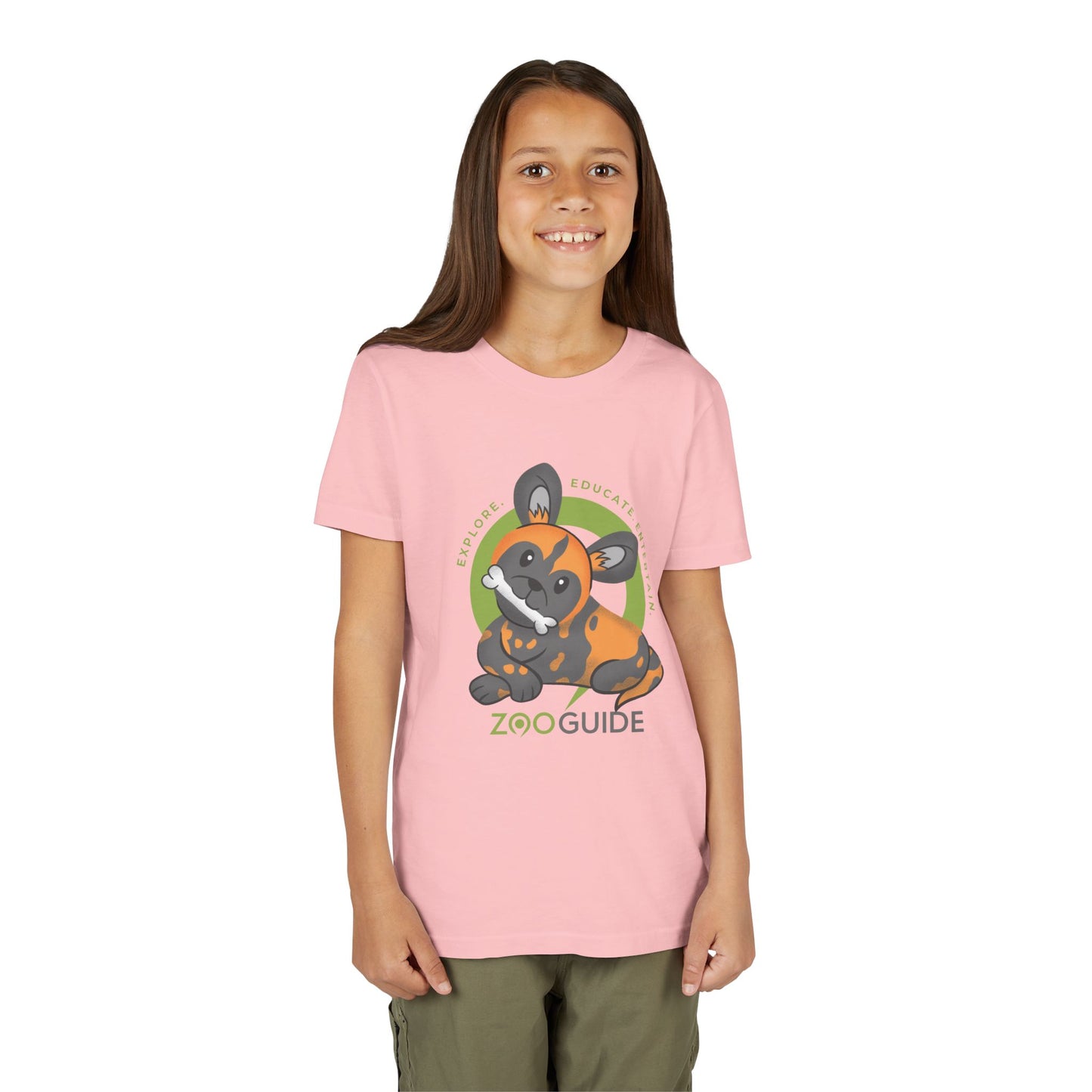 African Painted Dog with Bone in Zoo Guide™ Waypoint Icon Youth Tee Shirt by Zoo Guide™