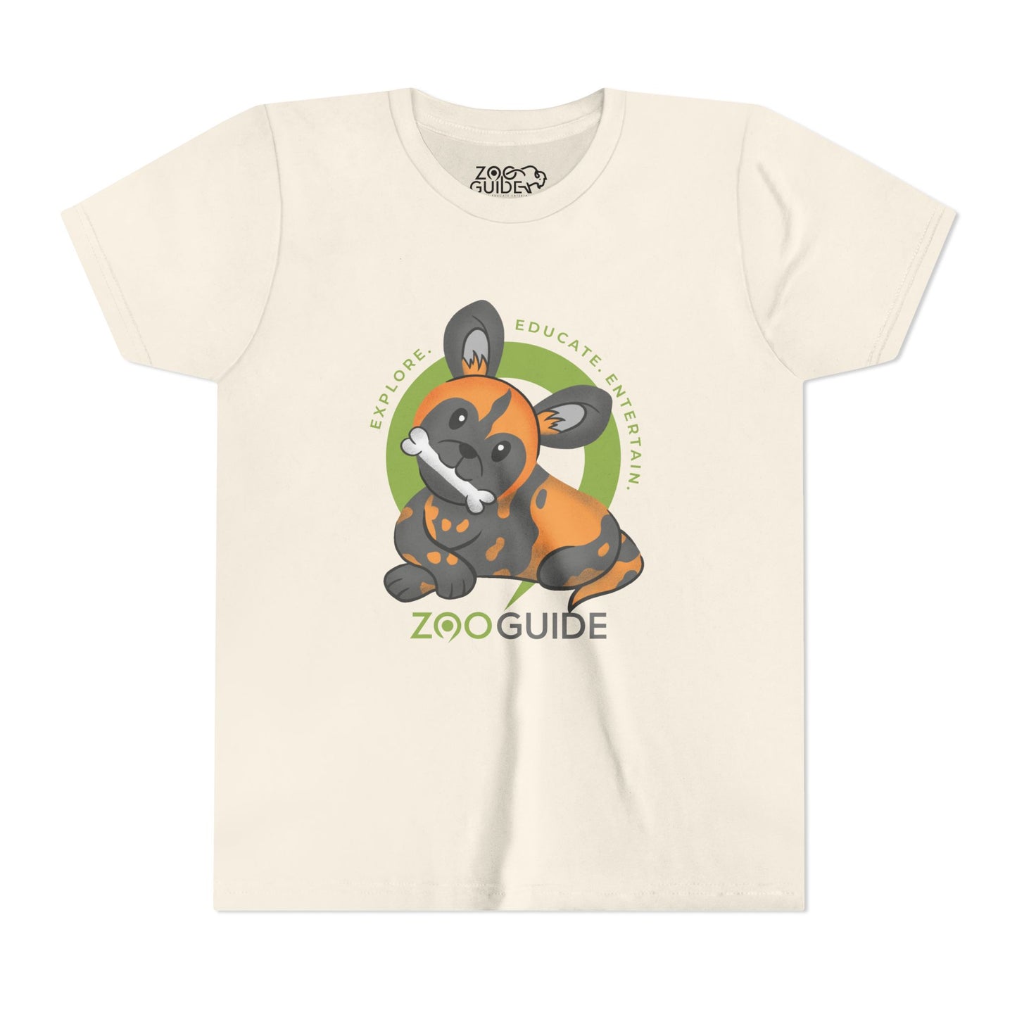 African Painted Dog with Bone in Zoo Guide™ Waypoint Icon Youth Tee Shirt by Zoo Guide™