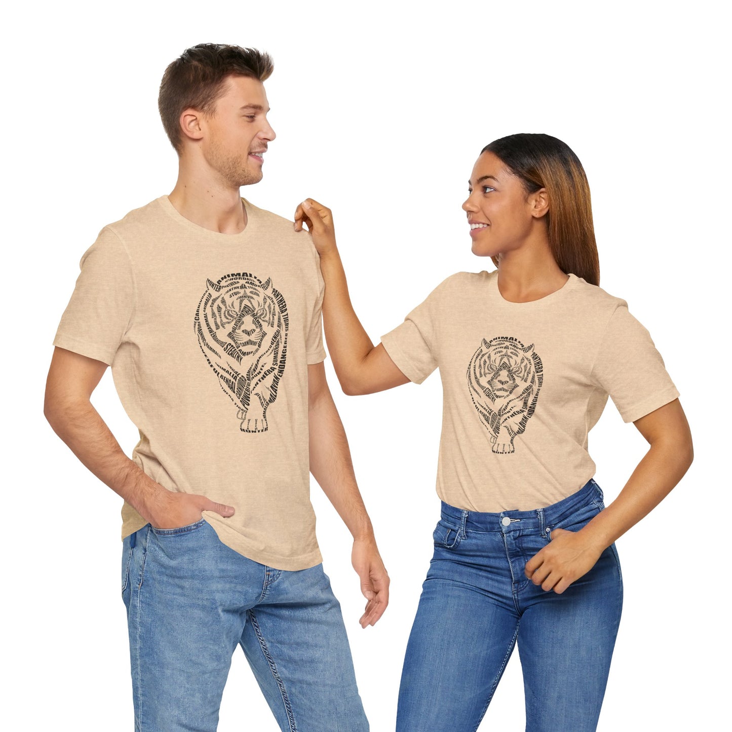 Tiger Word Art Adult Unisex Short Sleeve Tee