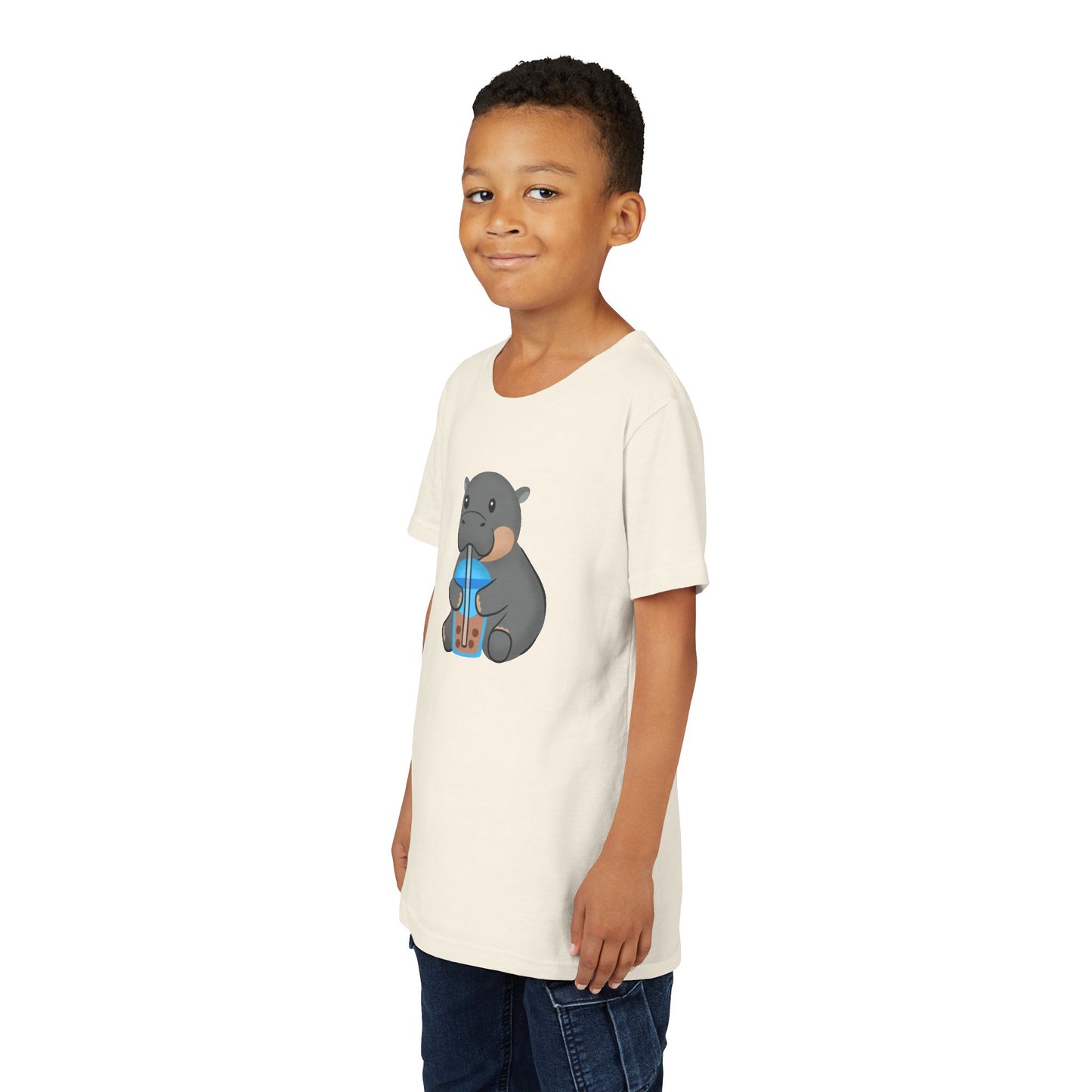 Pygmy Hippo Drinking Boba Youth Tee Shirt by Zoo Guide™