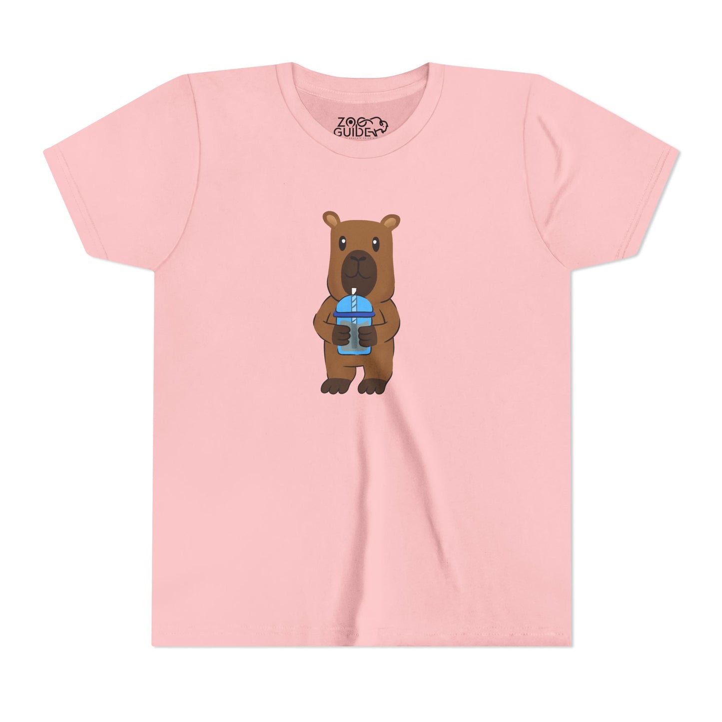 Capybara Drinking Boba Tea Youth Tee Shirt by Zoo Guide™