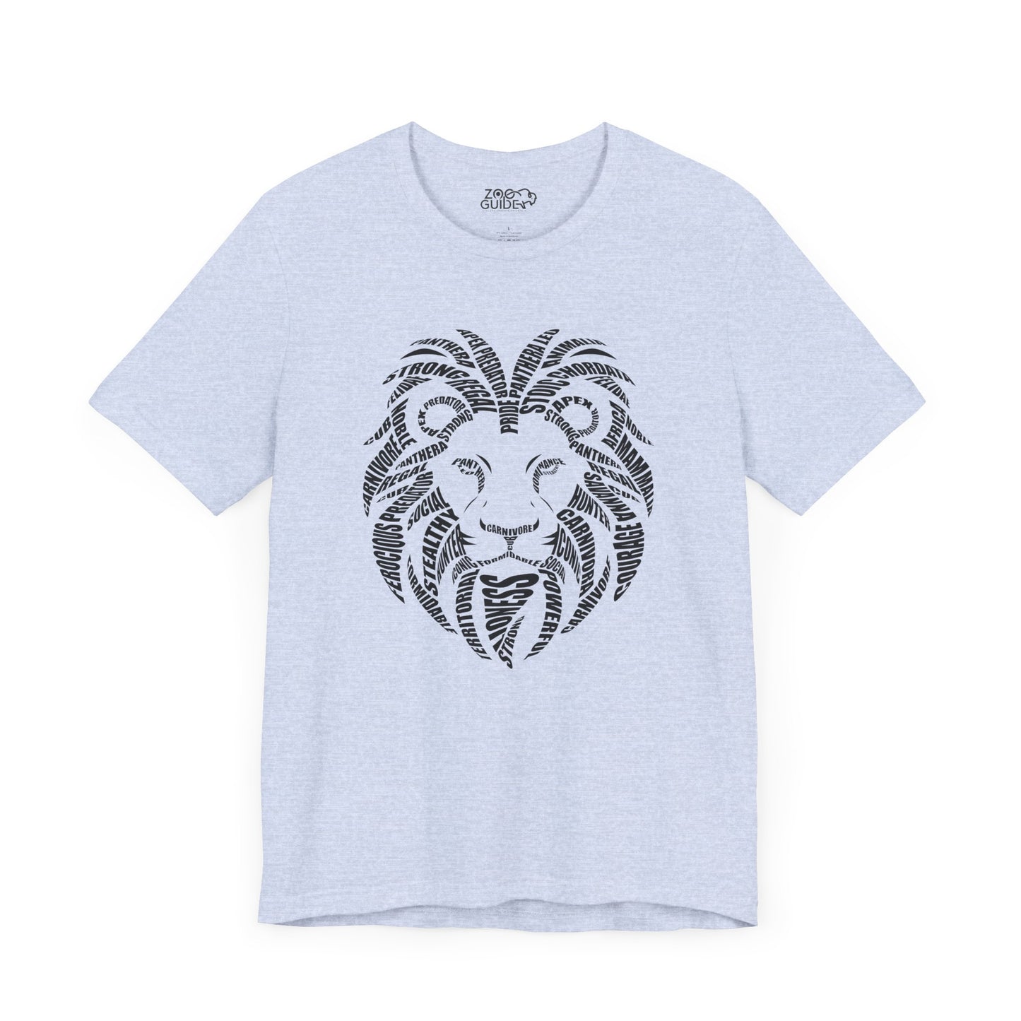 Lion Head Word Art Adult Unisex Short Sleeve Tee