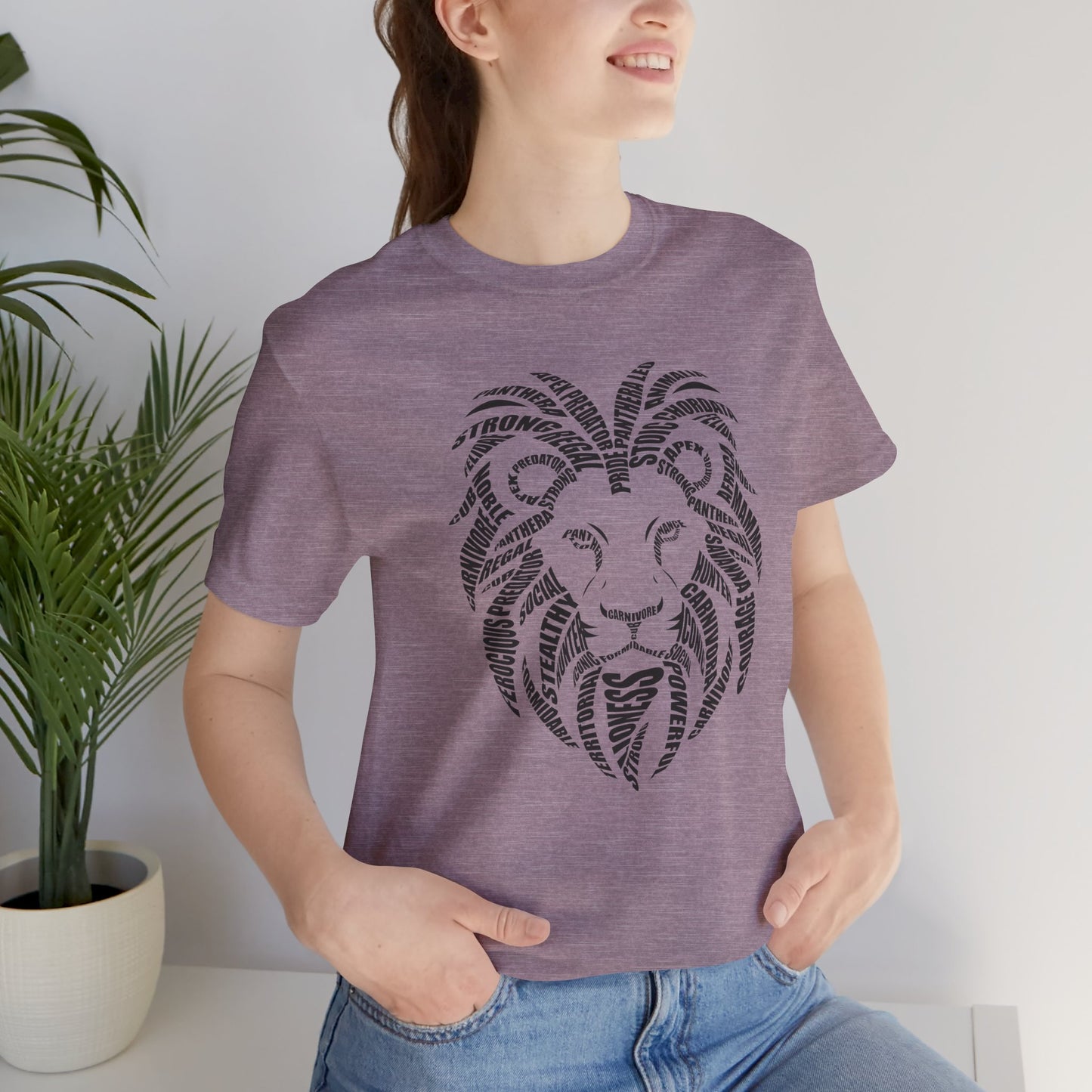 Lion Head Word Art Adult Unisex Short Sleeve Tee