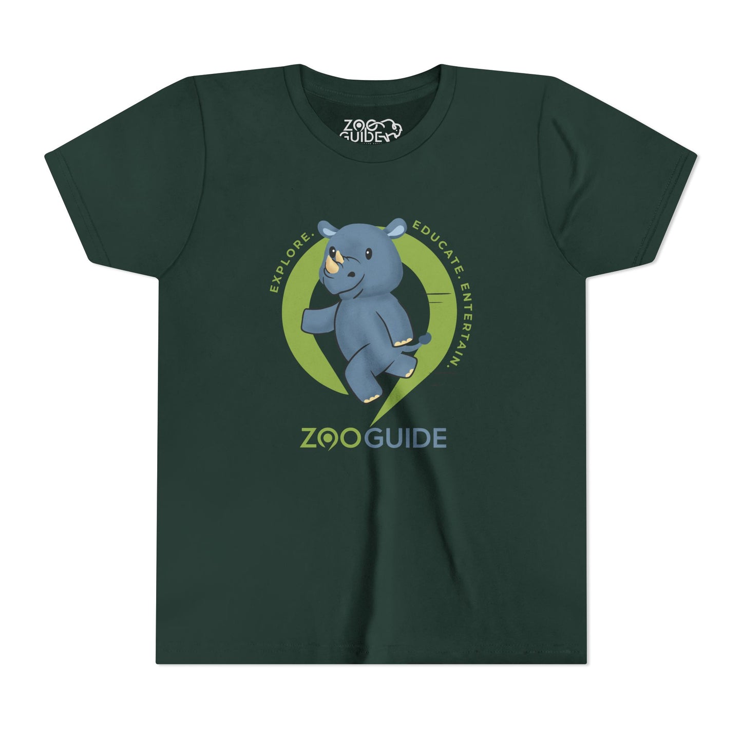 Rhino Running in Zoo Guide™ Waypoint Icon Youth Tee Shirt by Zoo Guide™